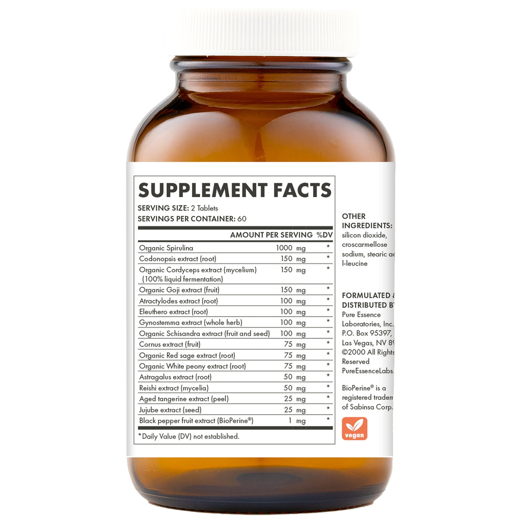 PEL034 | Back of brown supplement bottle showing Supplement Facts label with ingredient list and amounts - Thumbnail