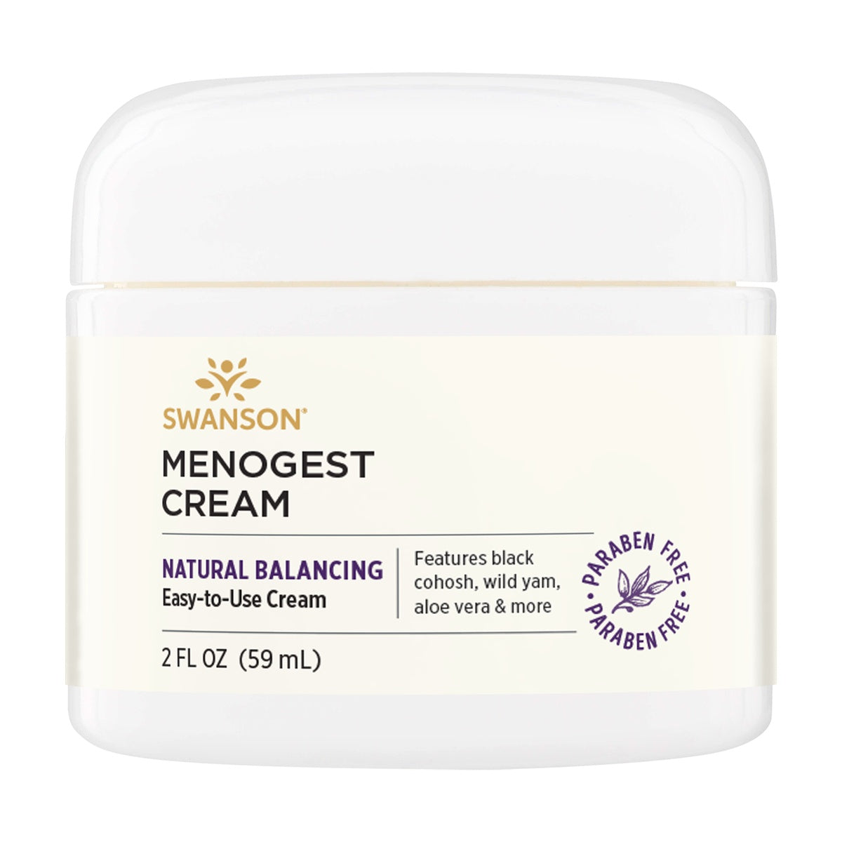 SW1460 | Swanson Menogest Progesterone Cream, Hormonal Support, paraben free, 2 fl oz