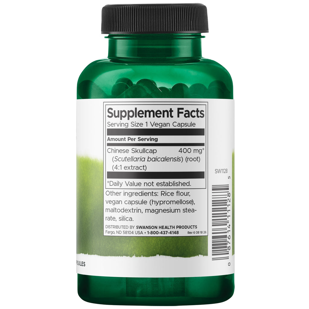 SW1128 | Supplement Facts label: Chinese Skullcap 400 mg - Thumbnail