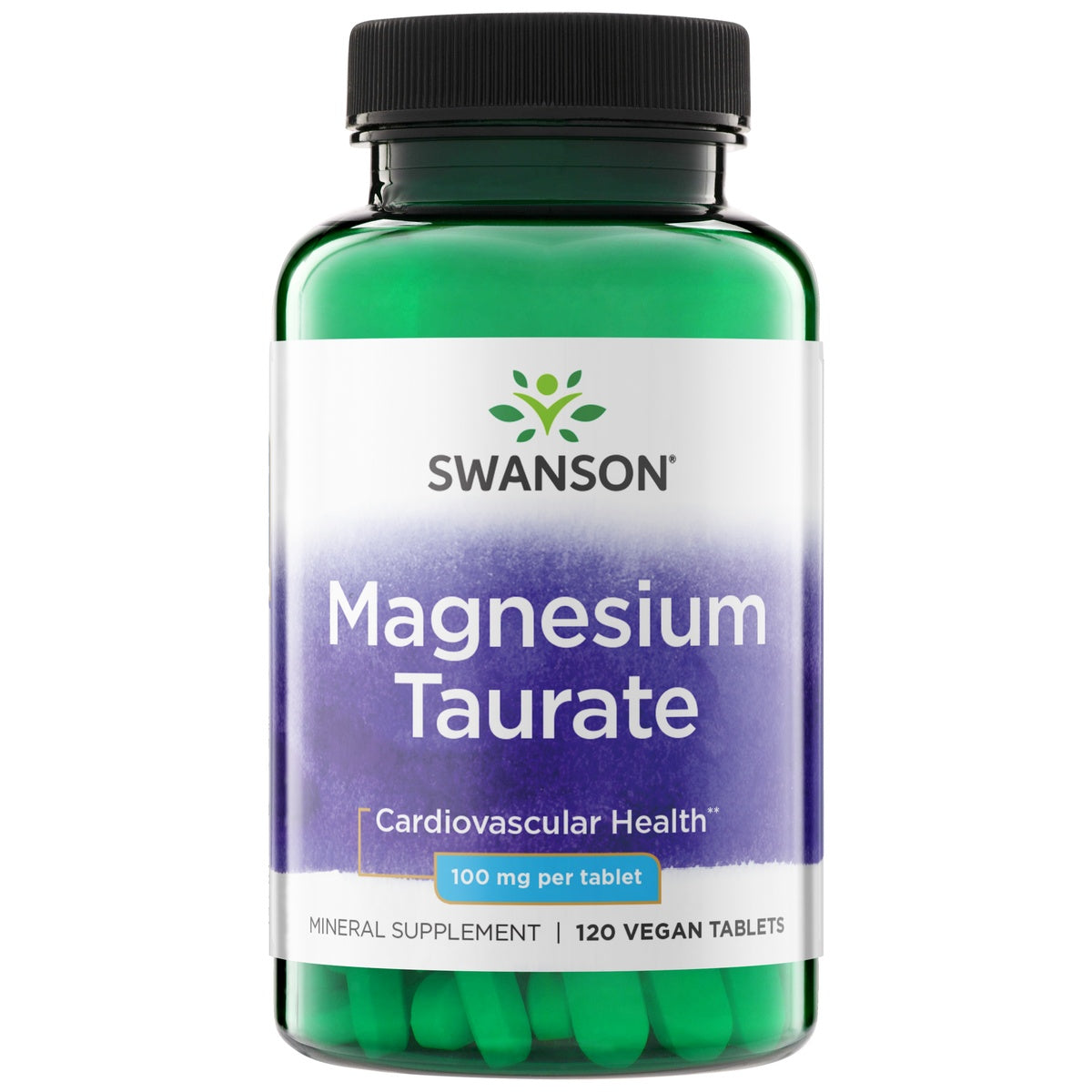 SW1364 | Swanson Magnesium Taurate mineral supplement, 100 mg per tablet, 120 tablets, Cardiovascular Health
