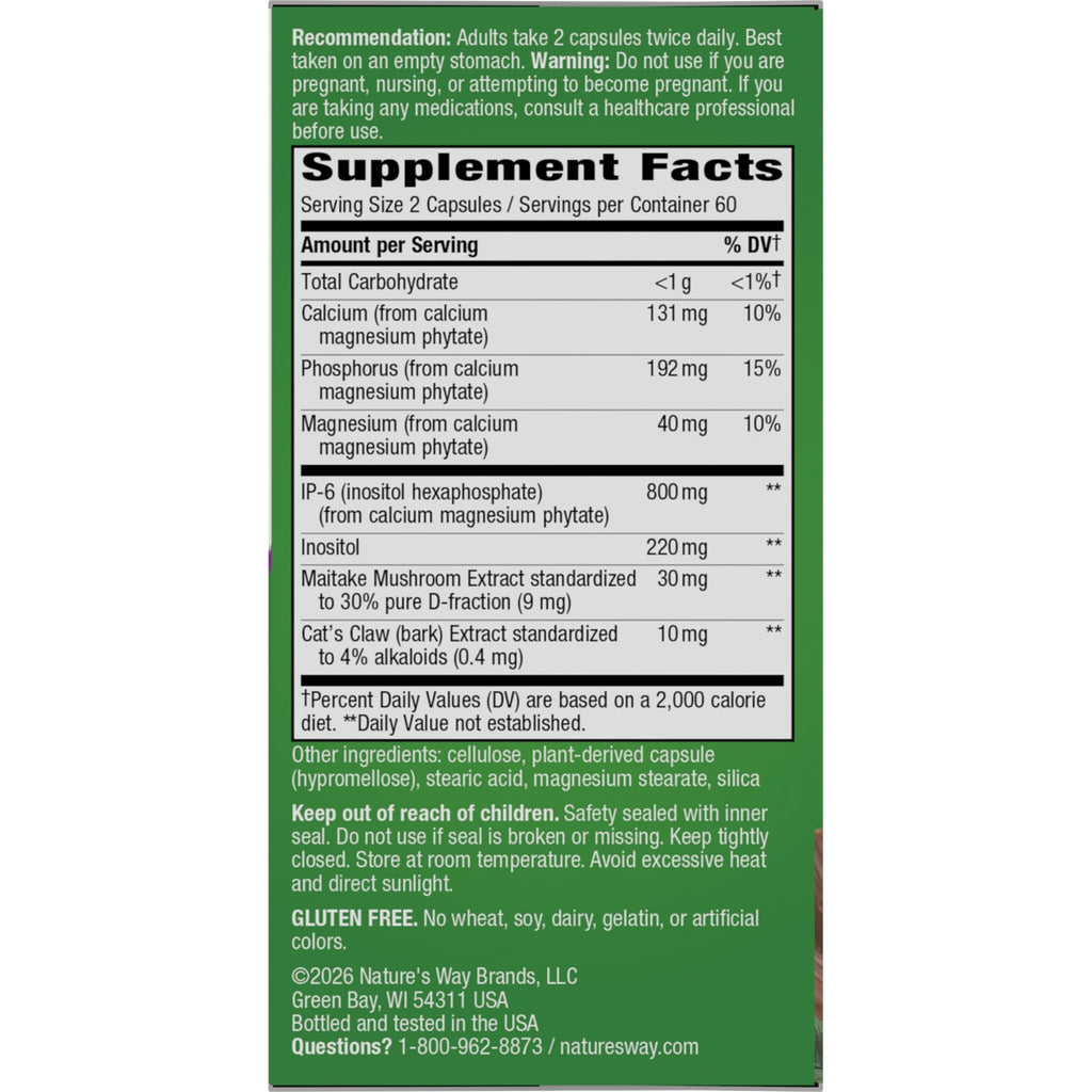 Supplement Facts panel showing serving size 2 capsules, ingredient amounts, warnings and storage instructions - Thumbnail