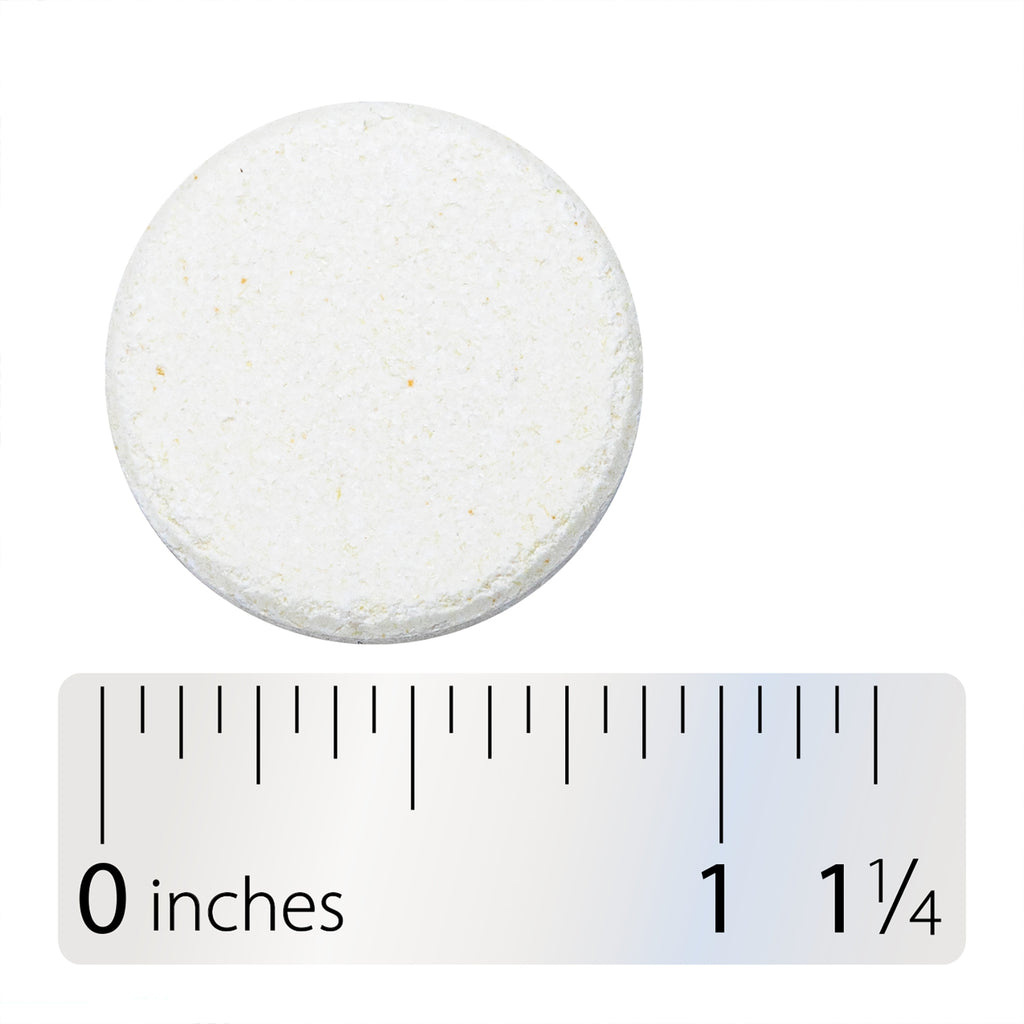 ET421 | Round white tablet with size scale, showing 1 1/4 inches - Thumbnail