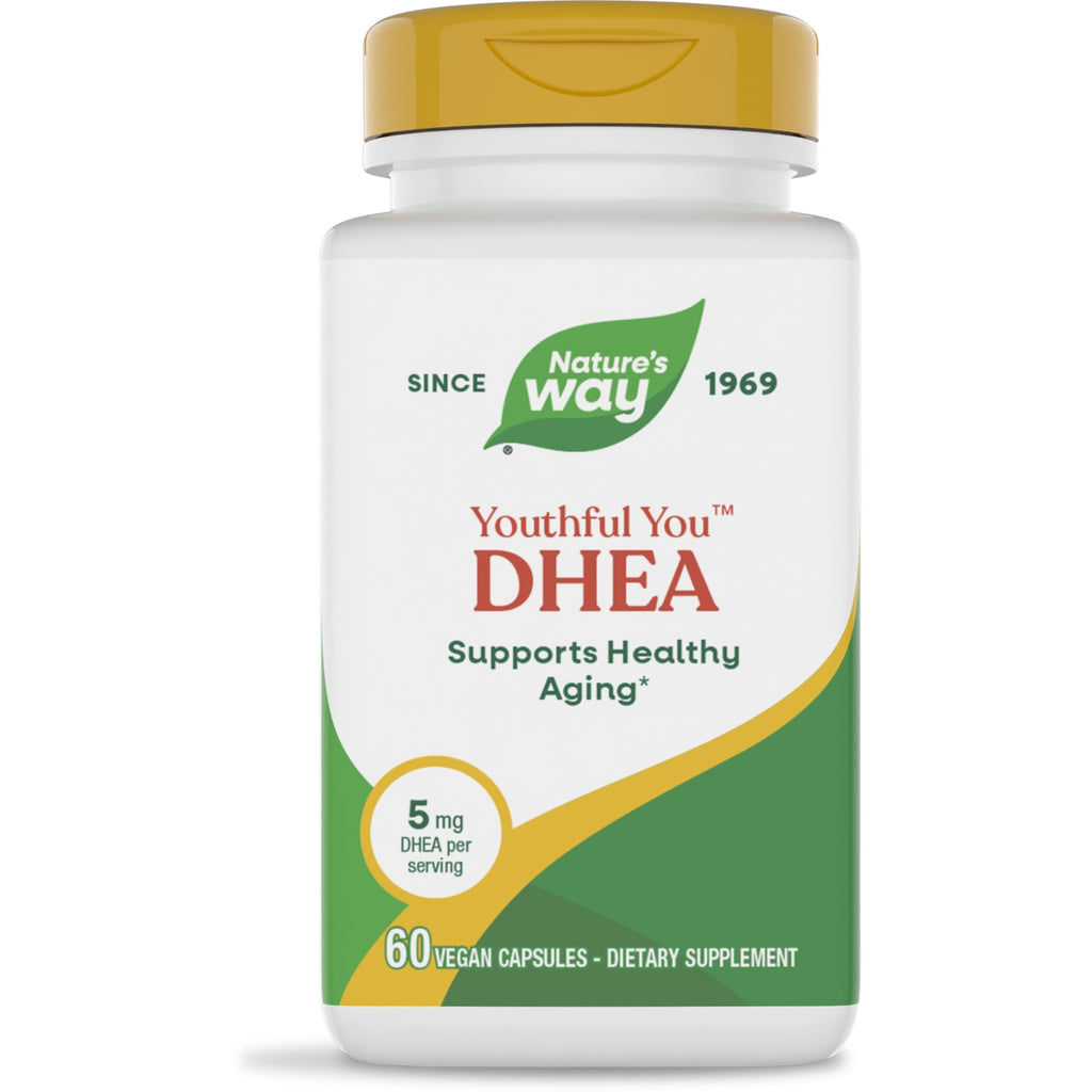 ET438 | Nature's Way Youthful You DHEA 5 MG supplement bottle, 60 vegan capsules - Thumbnail