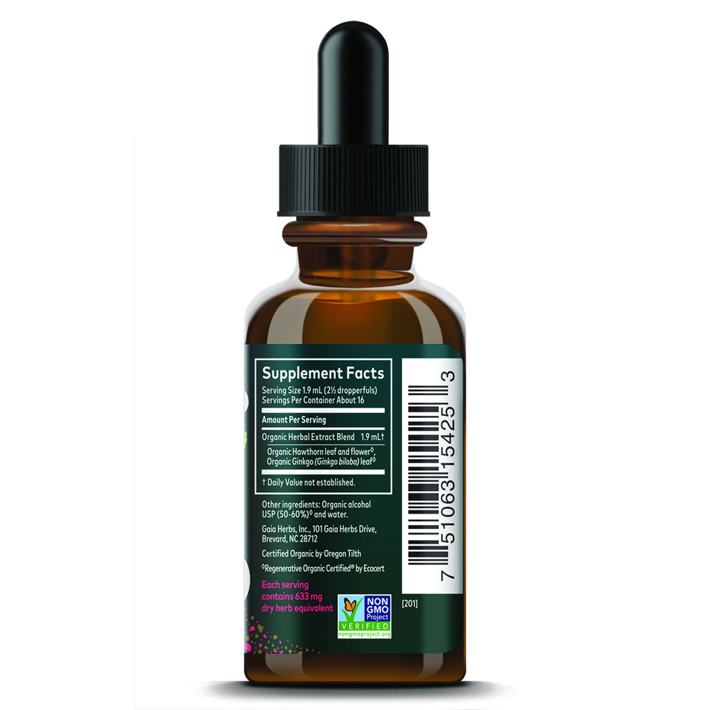 GH178 | Supplement Facts label on amber dropper bottle of organic herbal extract blend - Thumbnail