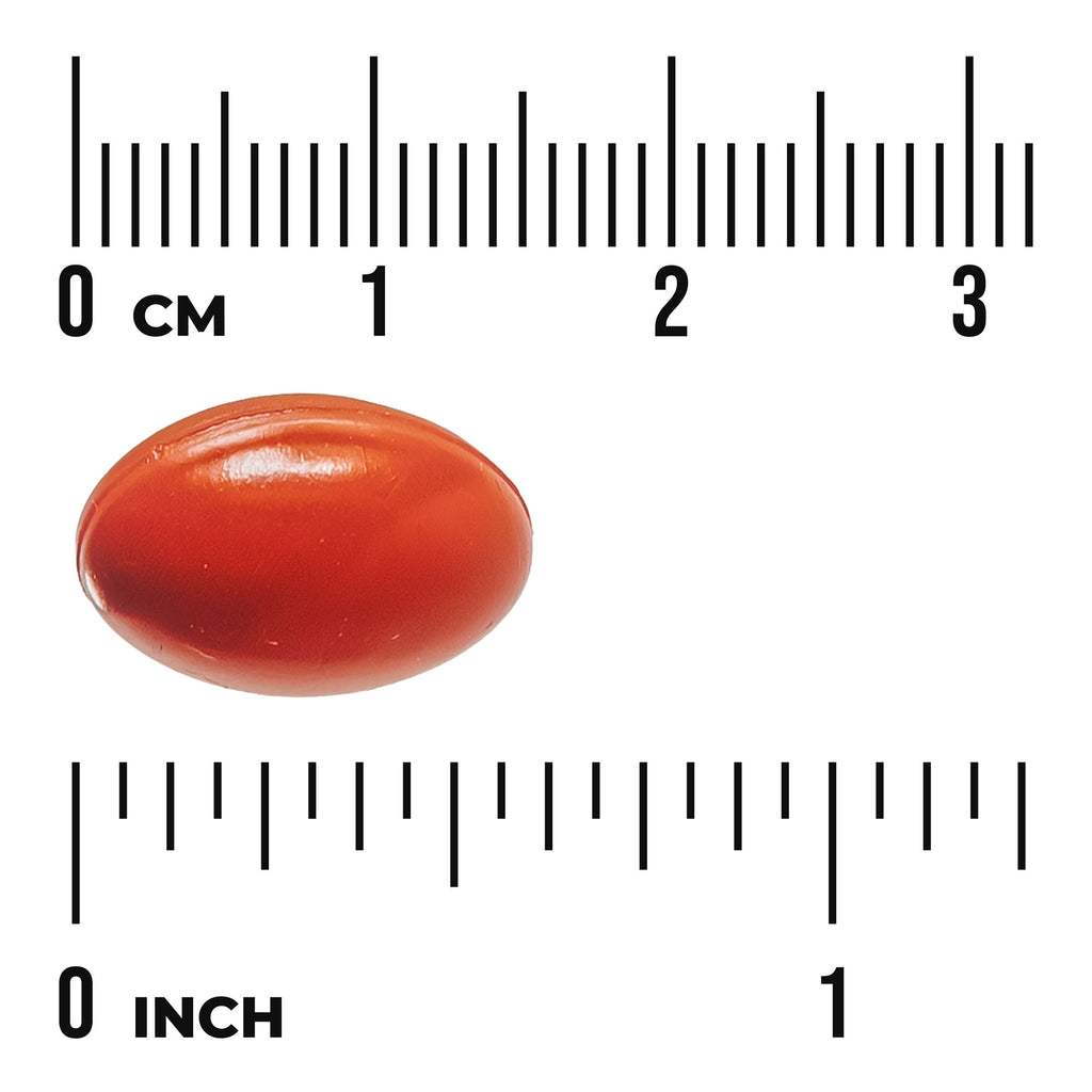 SW1891 | Brown oval softgel shown with size rulers in cm and inches - Thumbnail