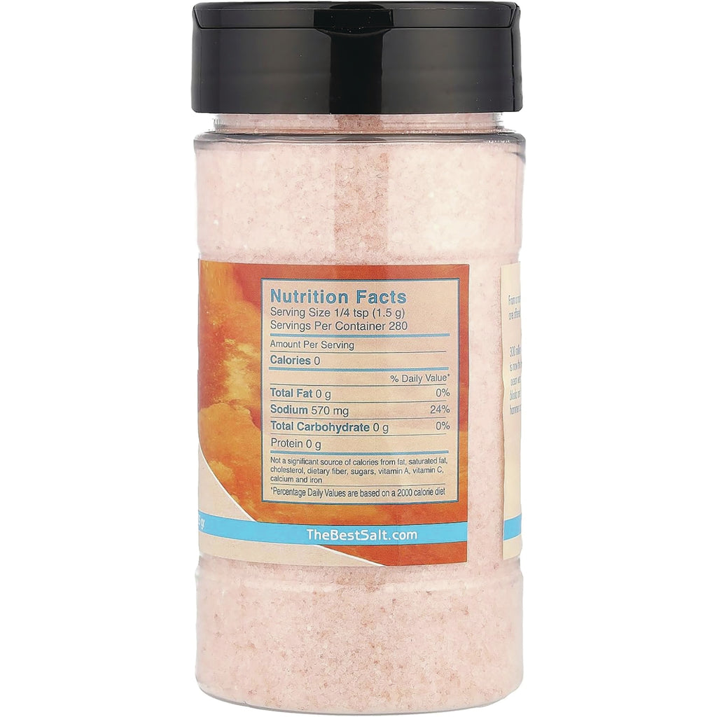 HMS014 | Pink salt seasoning jar with nutrition facts label and TheBestSalt.com branding - Thumbnail