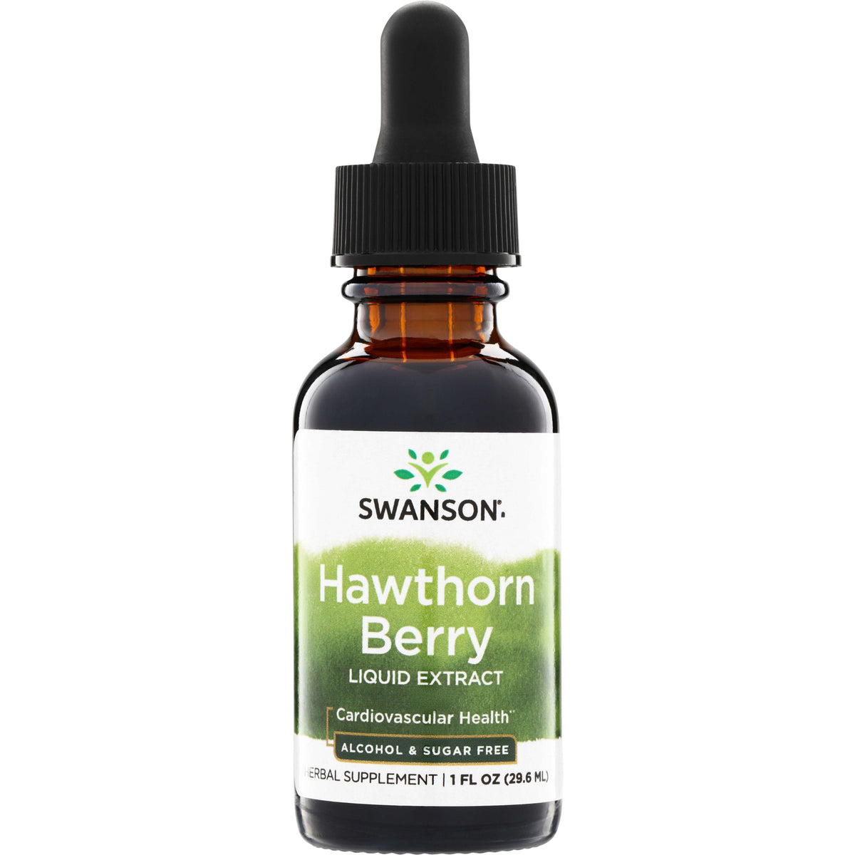 SW1172 | Swanson Hawthorn Berry Liquid Extract dropper bottle, Alcohol & Sugar Free, 1 fl oz, for cardiovascular health