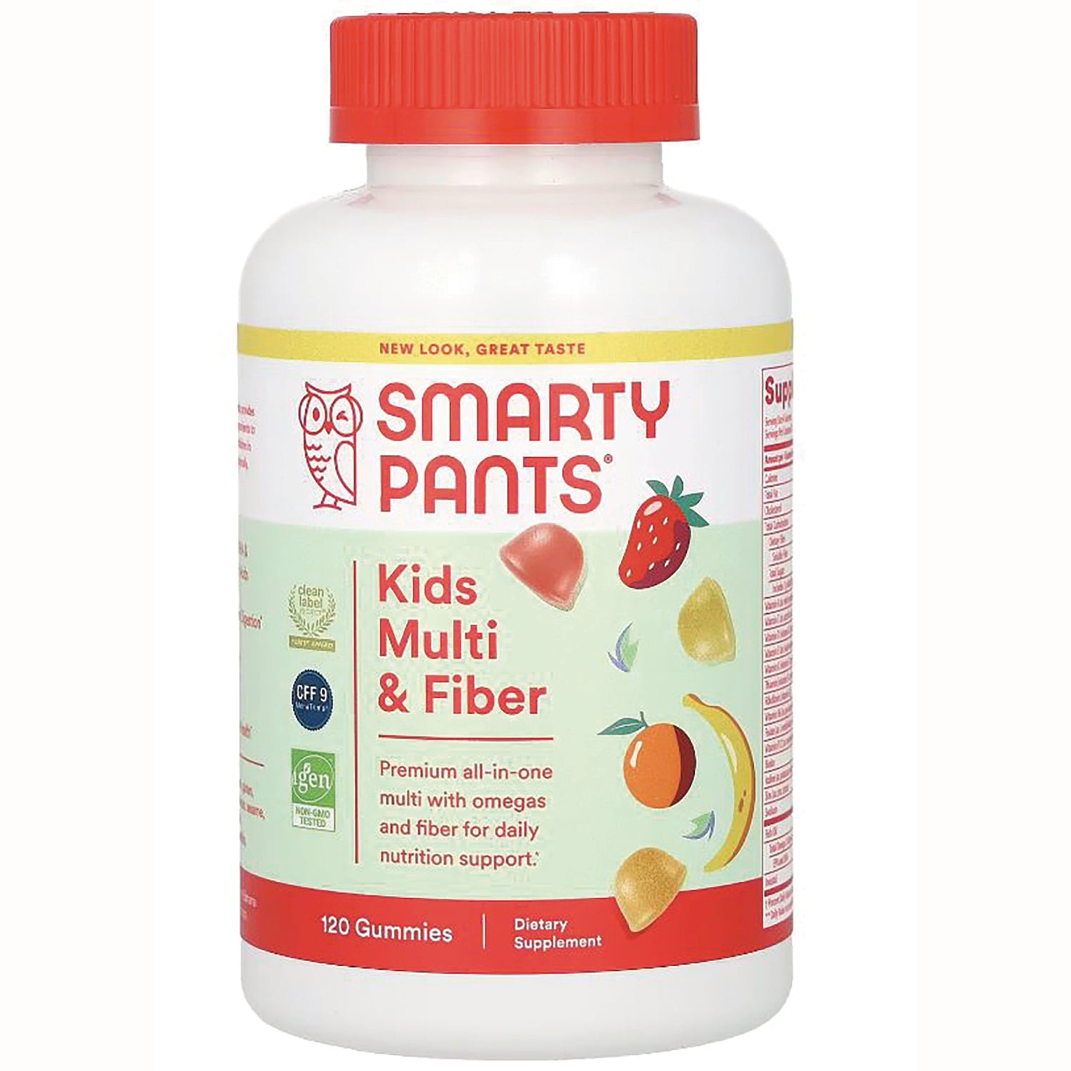 SMA001 | SmartyPants Kids Multi & Fiber gummies, 120 count dietary supplement bottle