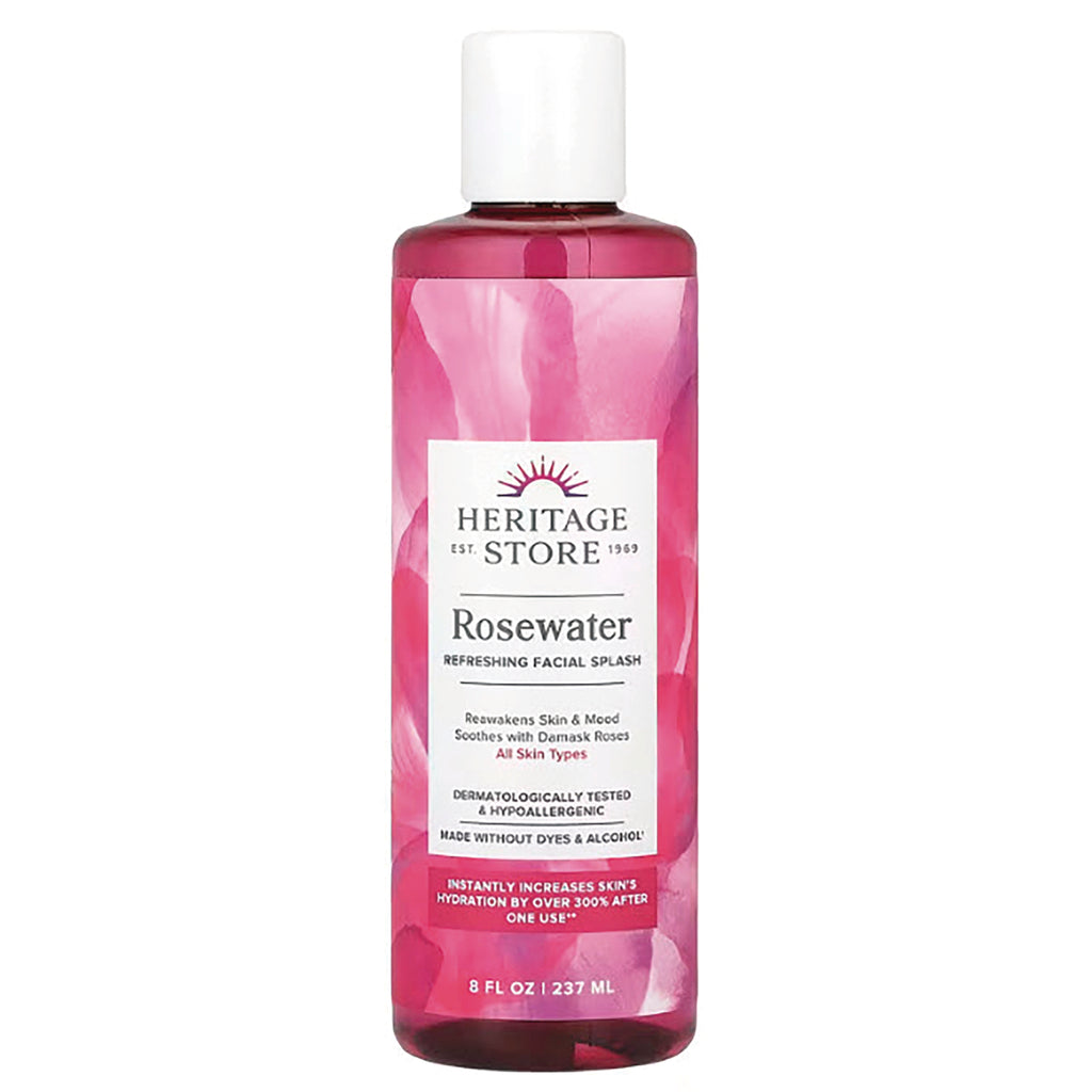 HTG001 | Heritage Store Rosewater refreshing facial splash in tall pink 8 fl oz bottle - Thumbnail