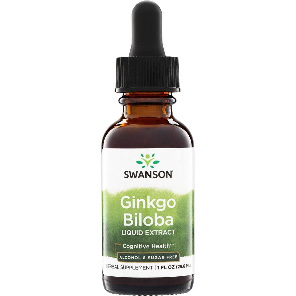 SW1176 | Swanson Ginkgo Biloba Liquid Extract, Cognitive Health, alcohol & sugar free, 1 fl oz dropper bottle - Thumbnail
