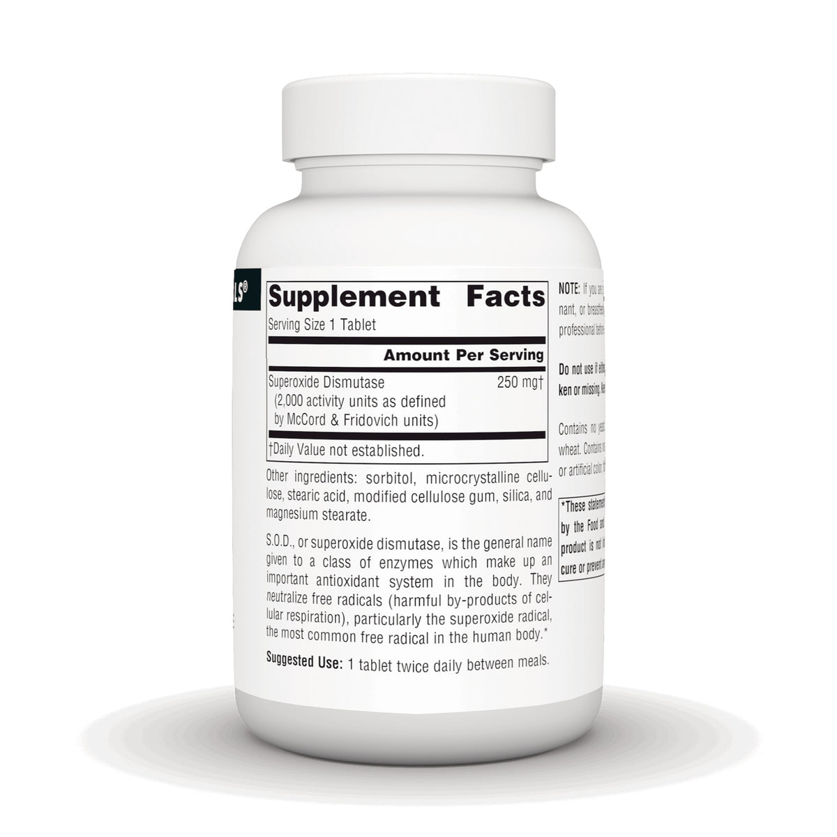 SN679 | Back label with Supplement Facts panel, serving size 1 tablet, and suggested use