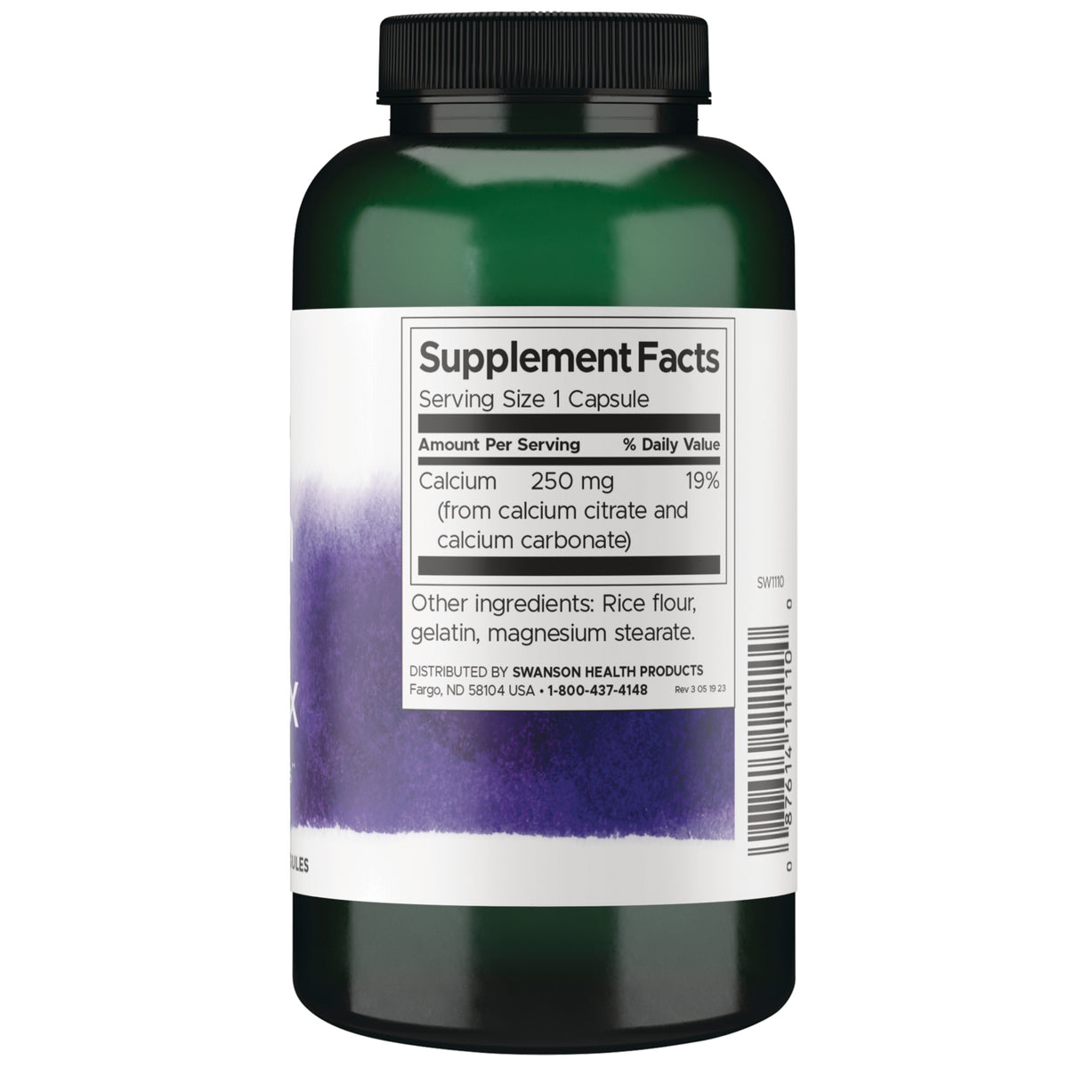 SW1110 | Back label with Supplement Facts