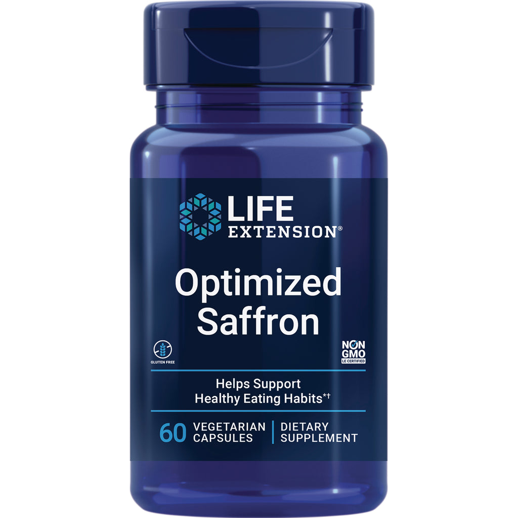 LE092 | Blue Life Extension bottle labeled Optimized Saffron, 60 vegetarian capsules - Thumbnail