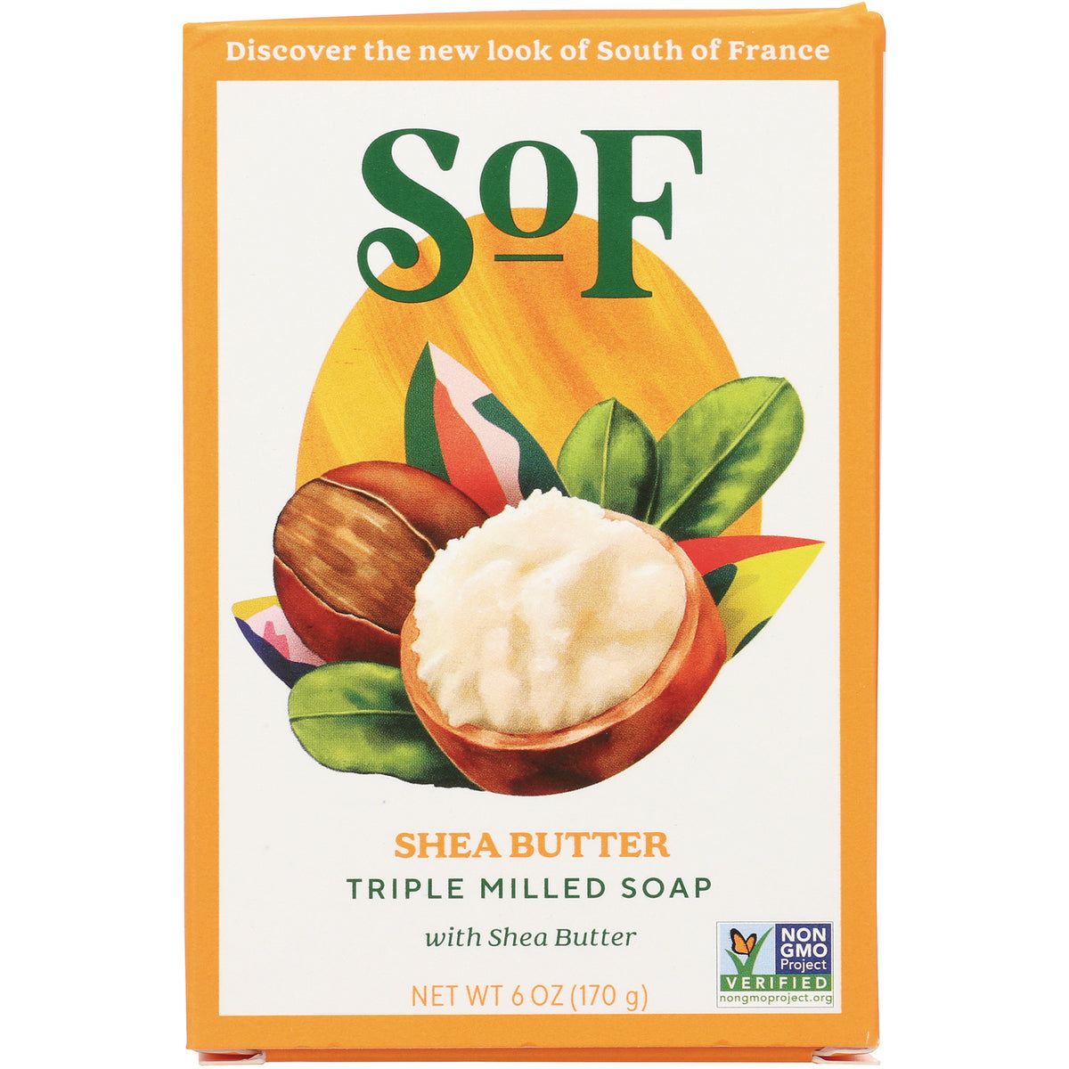 SOF011 | South of France SoF Shea Butter Triple Milled Soap bar, 6 oz box front