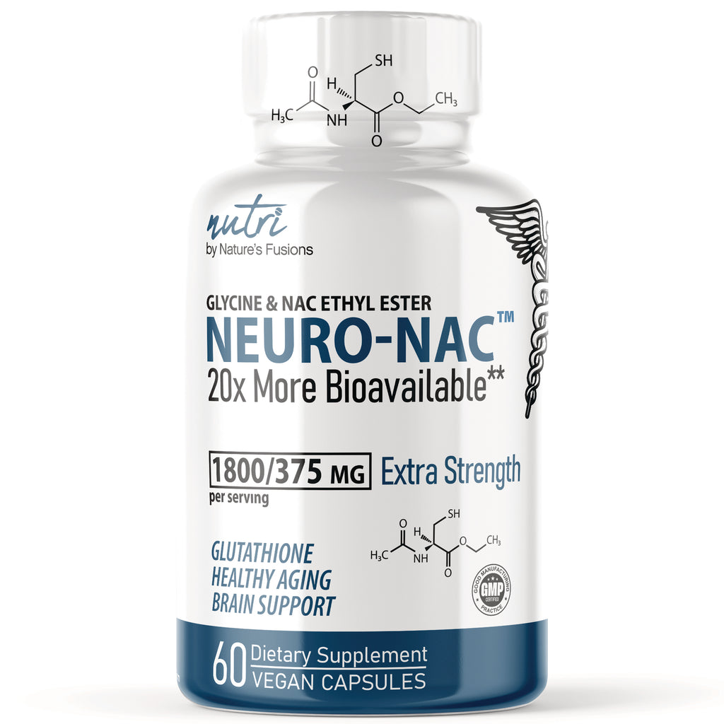 NFU008 | NEURO-NAC extra strength dietary supplement bottle showing 1800/375 MG, 60 vegan capsules, glutathione brain support - Thumbnail