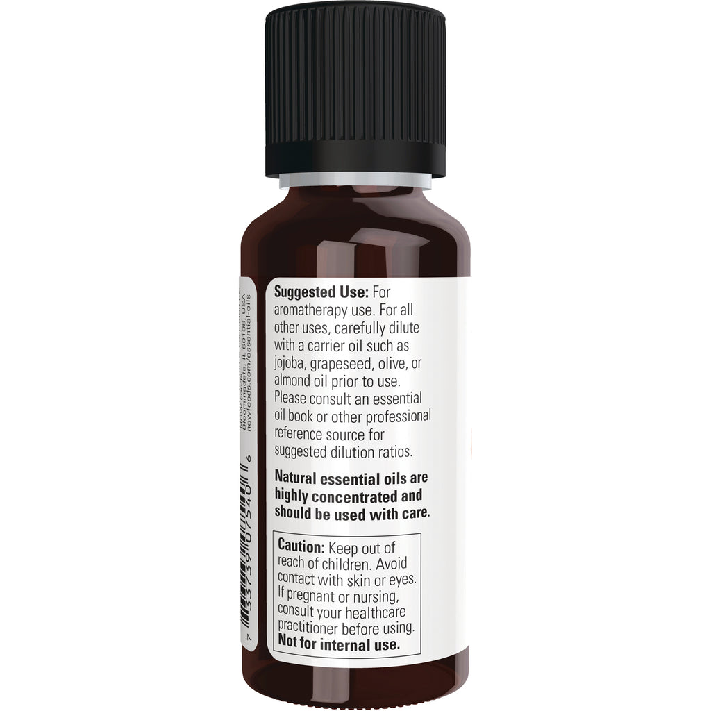 NWF040 | Back of amber essential oil bottle with suggested use, caution, and Not for internal use label - Thumbnail
