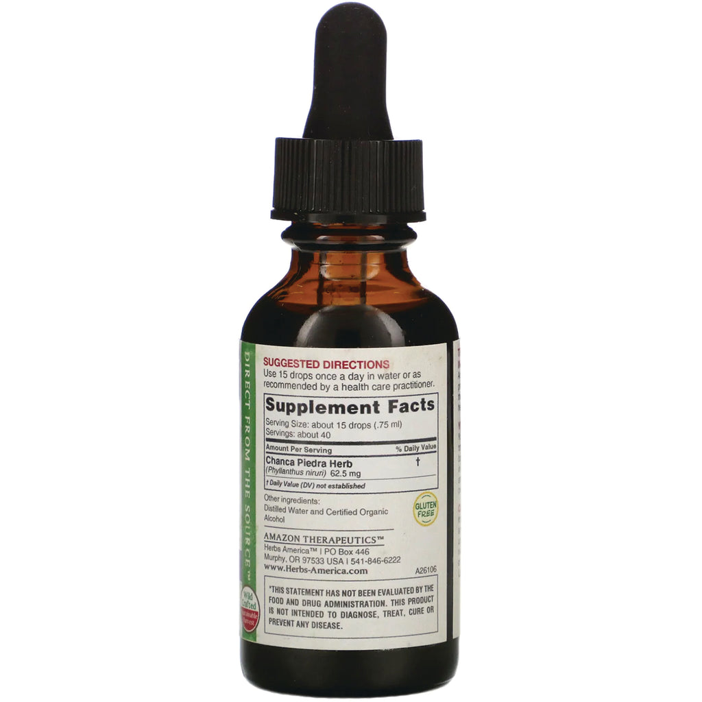 AMT010 | Amber dropper bottle back showing 'Supplement Facts' label and suggested directions - Thumbnail