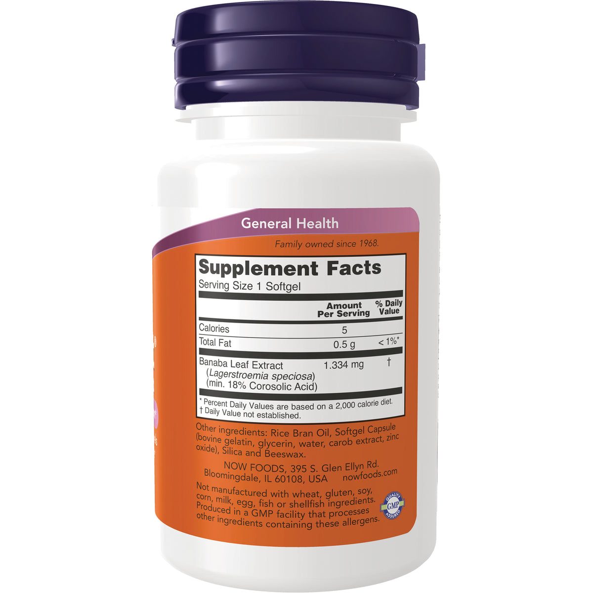 NWF1021 | Back label of white supplement bottle showing Supplement Facts panel and ingredient list