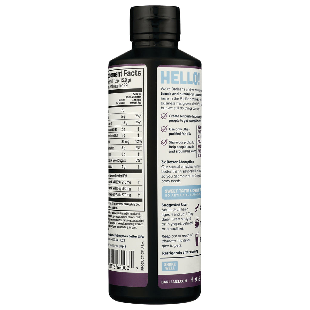 Back of supplement bottle showing supplement facts panel, suggested use instructions, and visible HELLO! brand text - Thumbnail