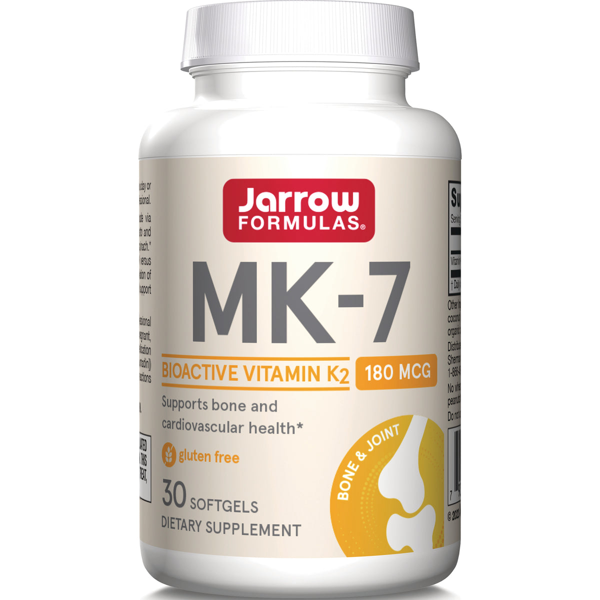 JR324 | Jarrow Formulas MK-7 bottle, bioactive vitamin K2 180 MCG, 30 softgels front label