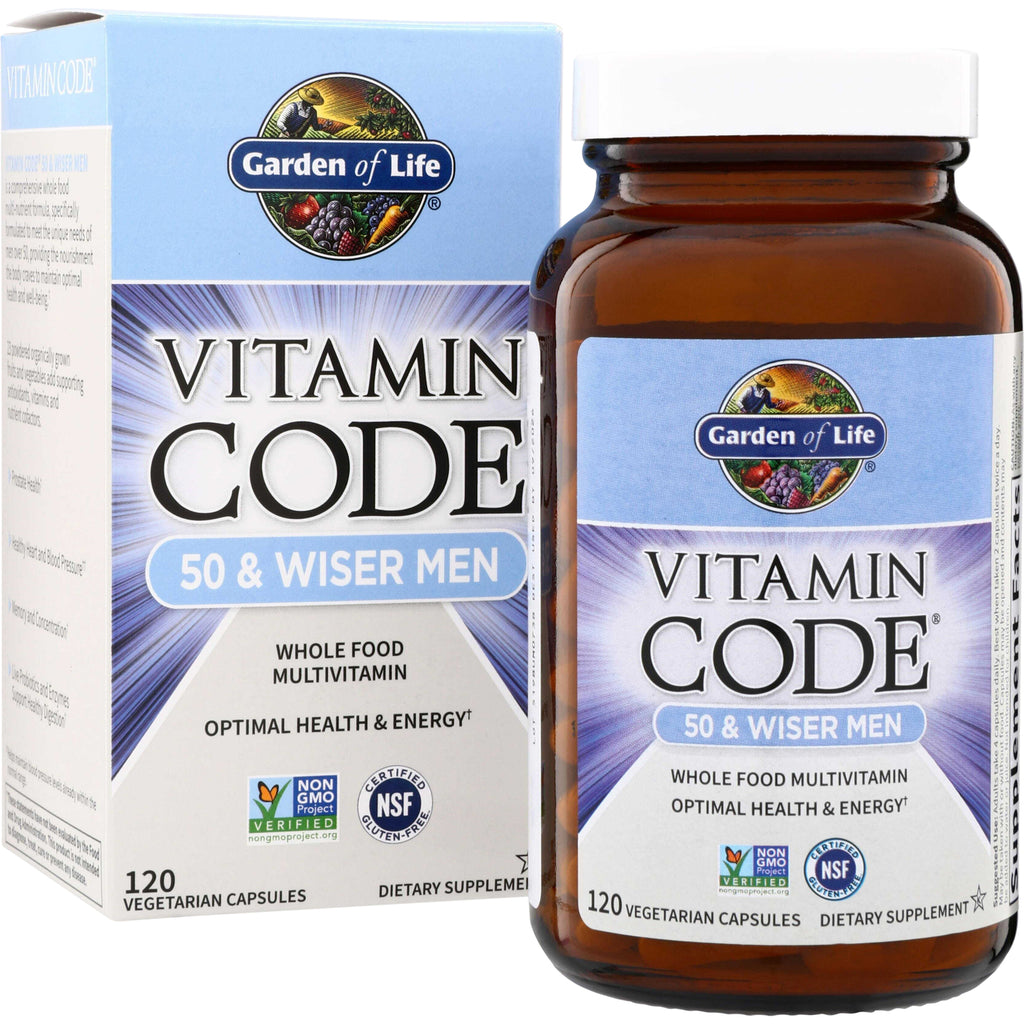 GLF036 | Garden of Life Vitamin Code 50 & Wiser Men whole food multivitamin, 120 vegetarian capsules - Thumbnail