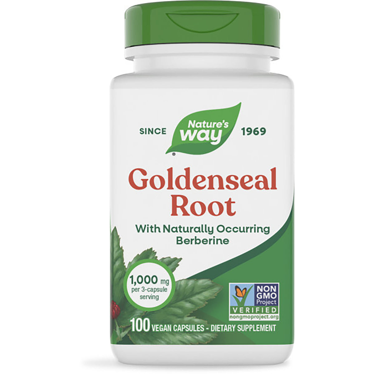 NW147 | Nature's Way Goldenseal Root brown supplement bottle labeled 100 vegan capsules