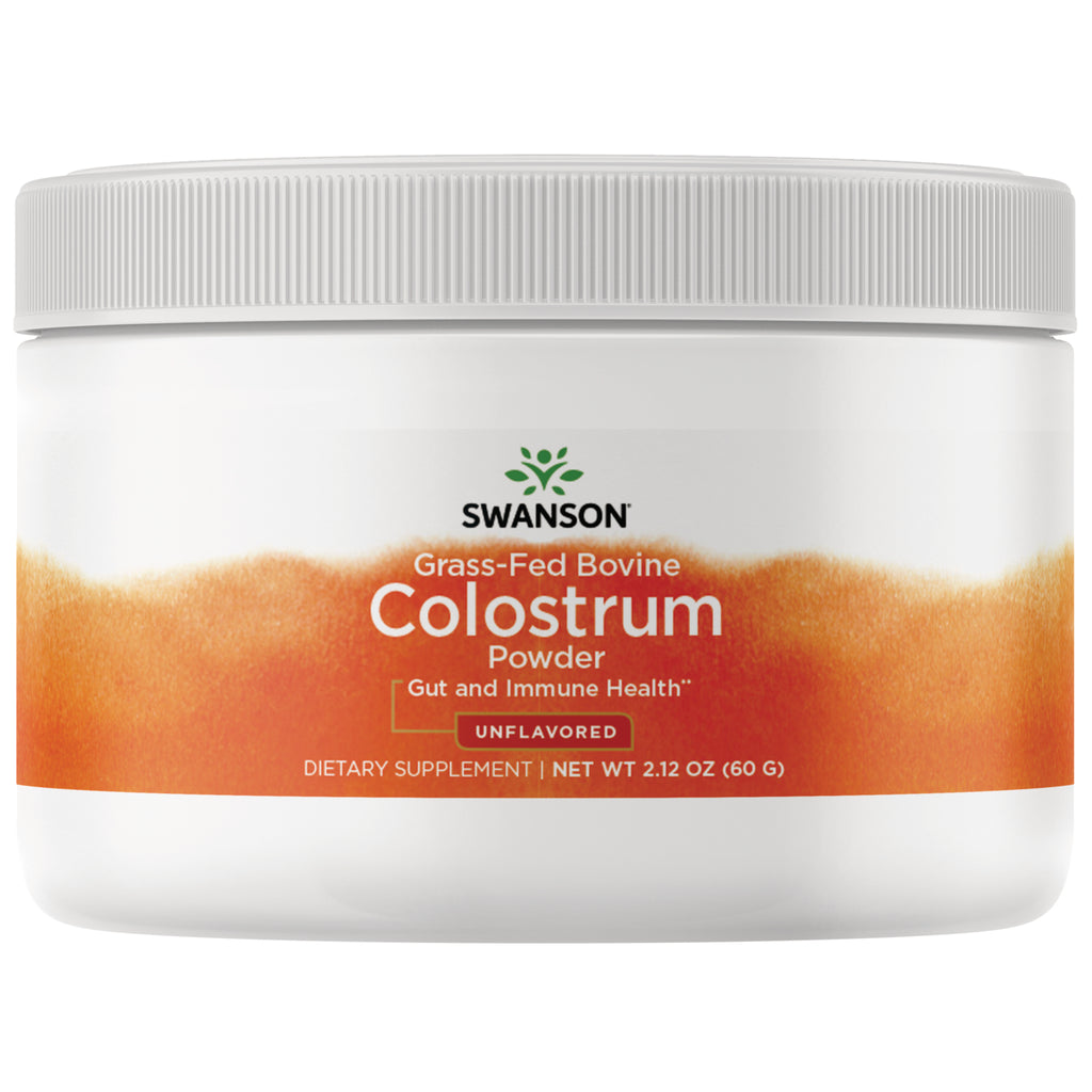 SWU1114 | Swanson Grass-Fed Bovine Colostrum powder, unflavored, white jar front label - Thumbnail