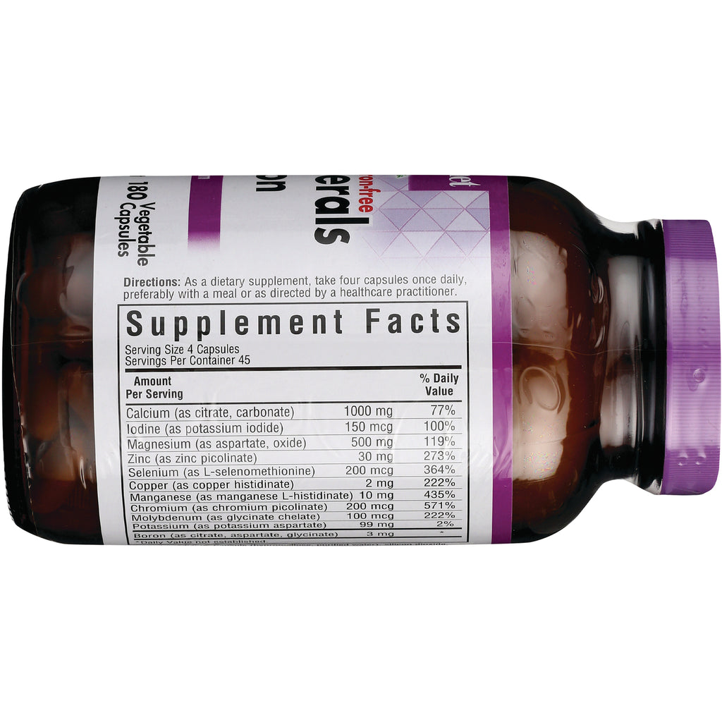 BLU082 | Back label showing Supplement Facts panel and directions on brown bottle with purple cap - Thumbnail