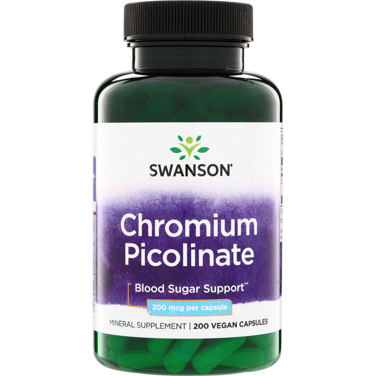 SW923 | Swanson Chromium Picolinate, Blood Sugar Support, 200 mcg per capsule, 200 vegan capsules bottle