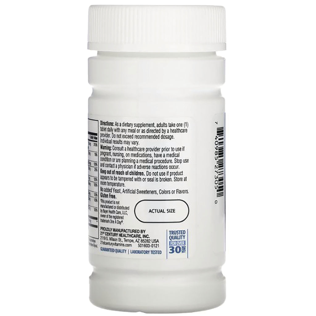 CNT216 | back of white supplement bottle showing directions, warnings, barcode and ACTUAL SIZE label - Thumbnail