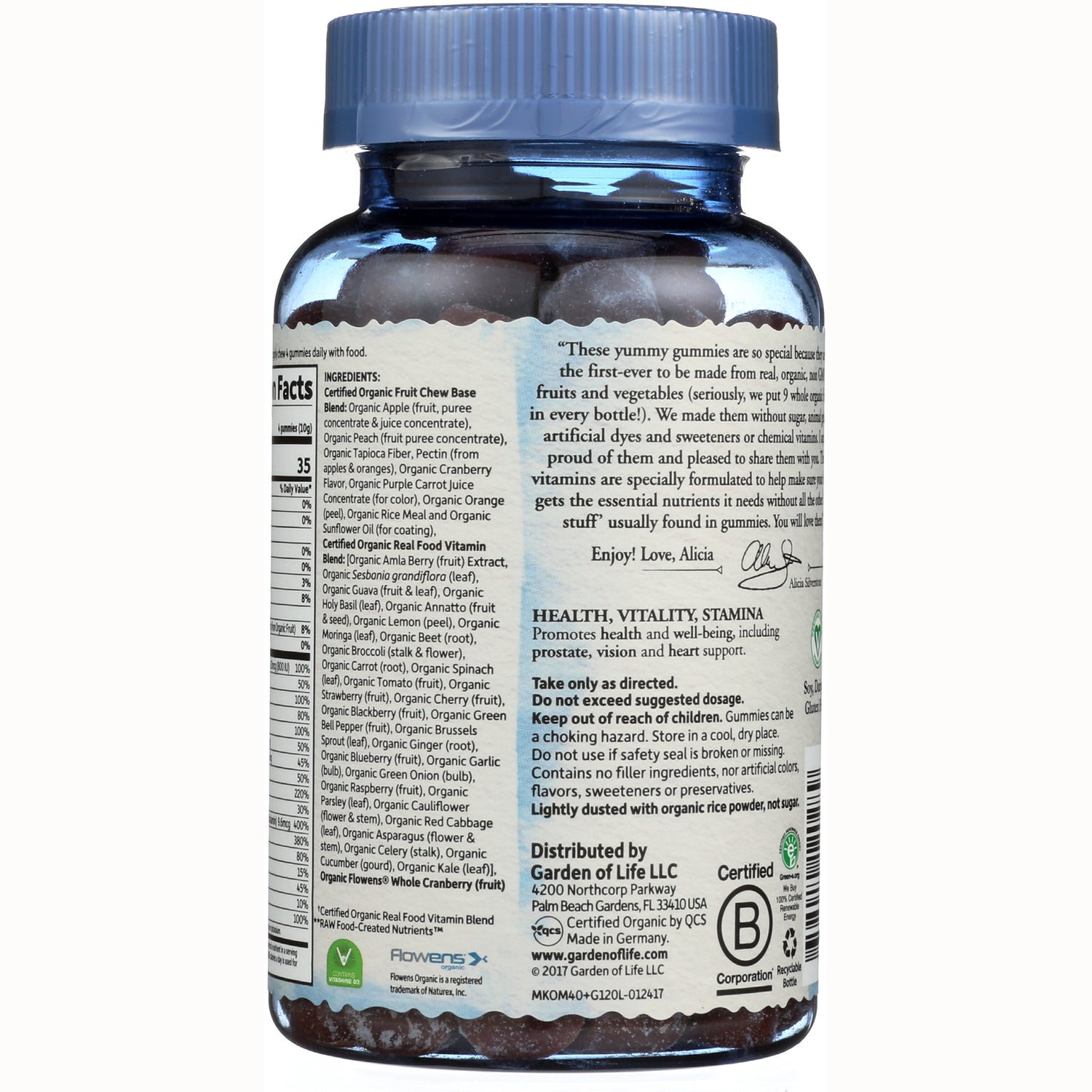 GLF235 | back label of supplement bottle showing ingredients, directions, nutrition facts and certifications