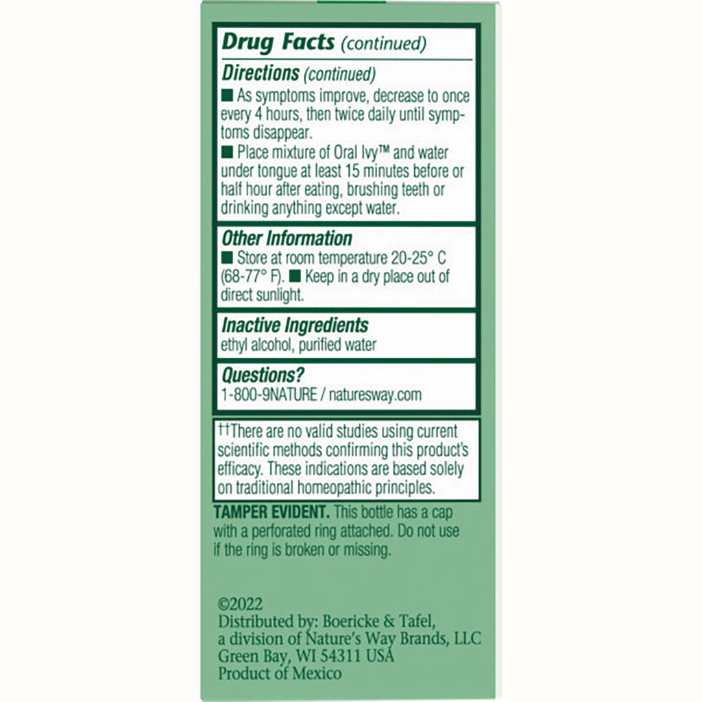 BRK054 | back panel with Drug Facts, directions, inactive ingredients ethyl alcohol, purified water, contact 1-800-9NATURE - Thumbnail