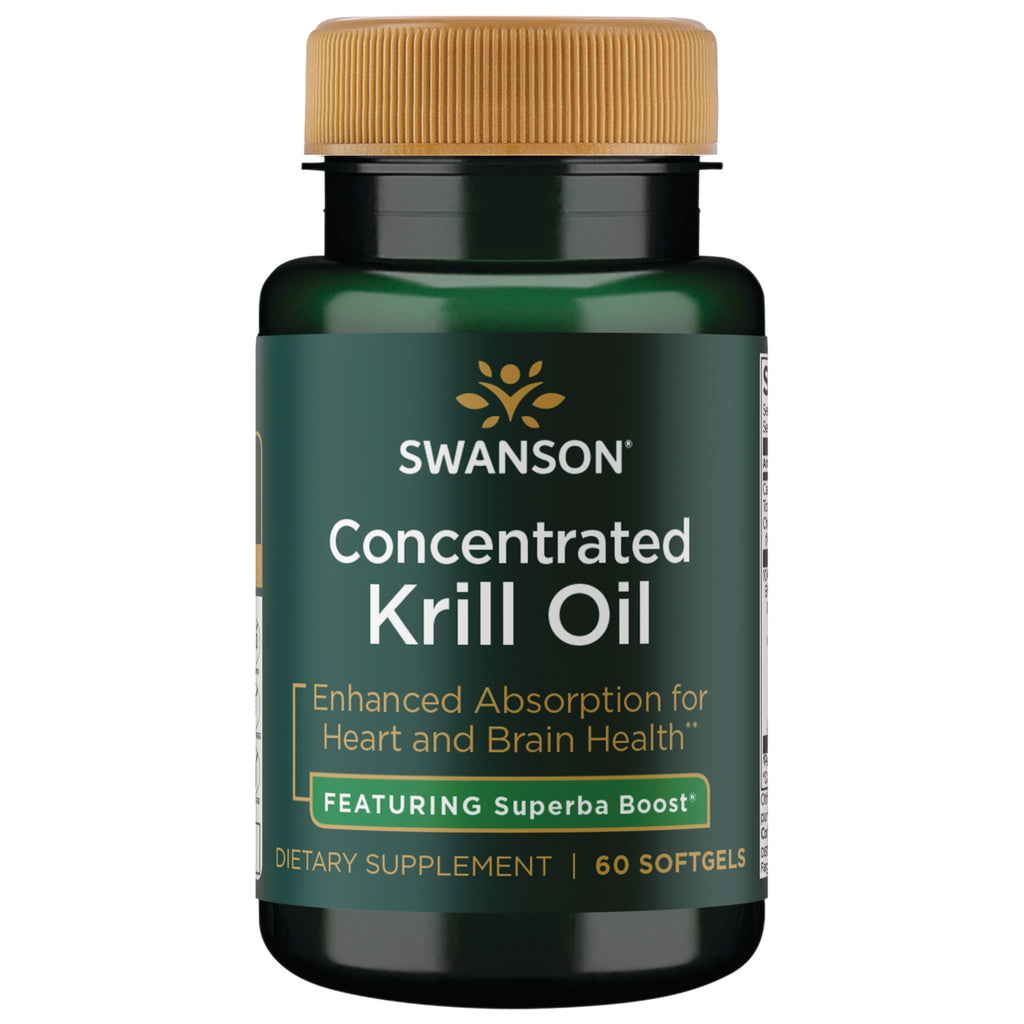 SWU1115 | Swanson Concentrated Krill Oil label with Superba Boost, 60 softgels, product name and supplement facts - Thumbnail