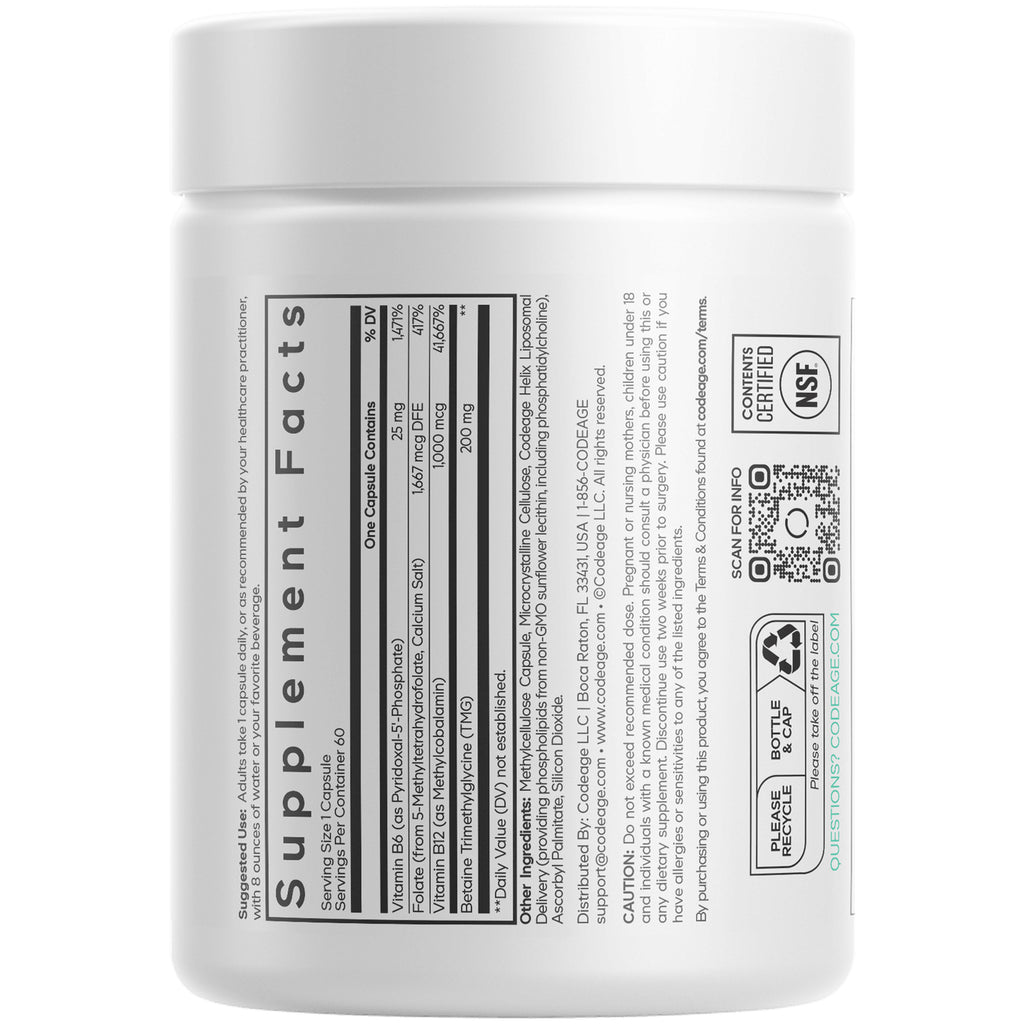 CDG066 | back of white supplement bottle showing Supplement Facts panel, ingredients, QR code and recycle icons - Thumbnail