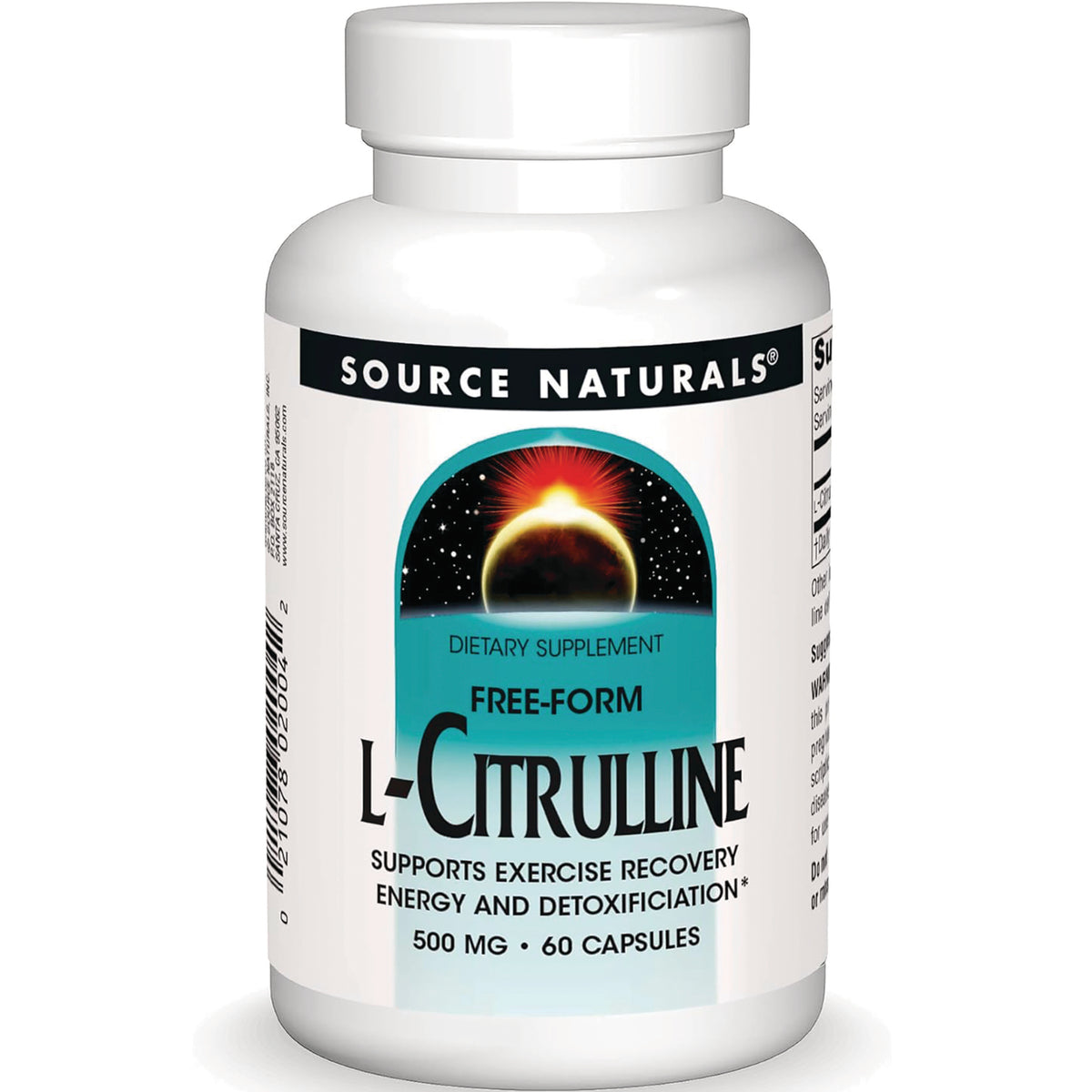 SN481 | Source Naturals Free-Form L-Citrulline dietary supplement, 500 mg, 60 capsules