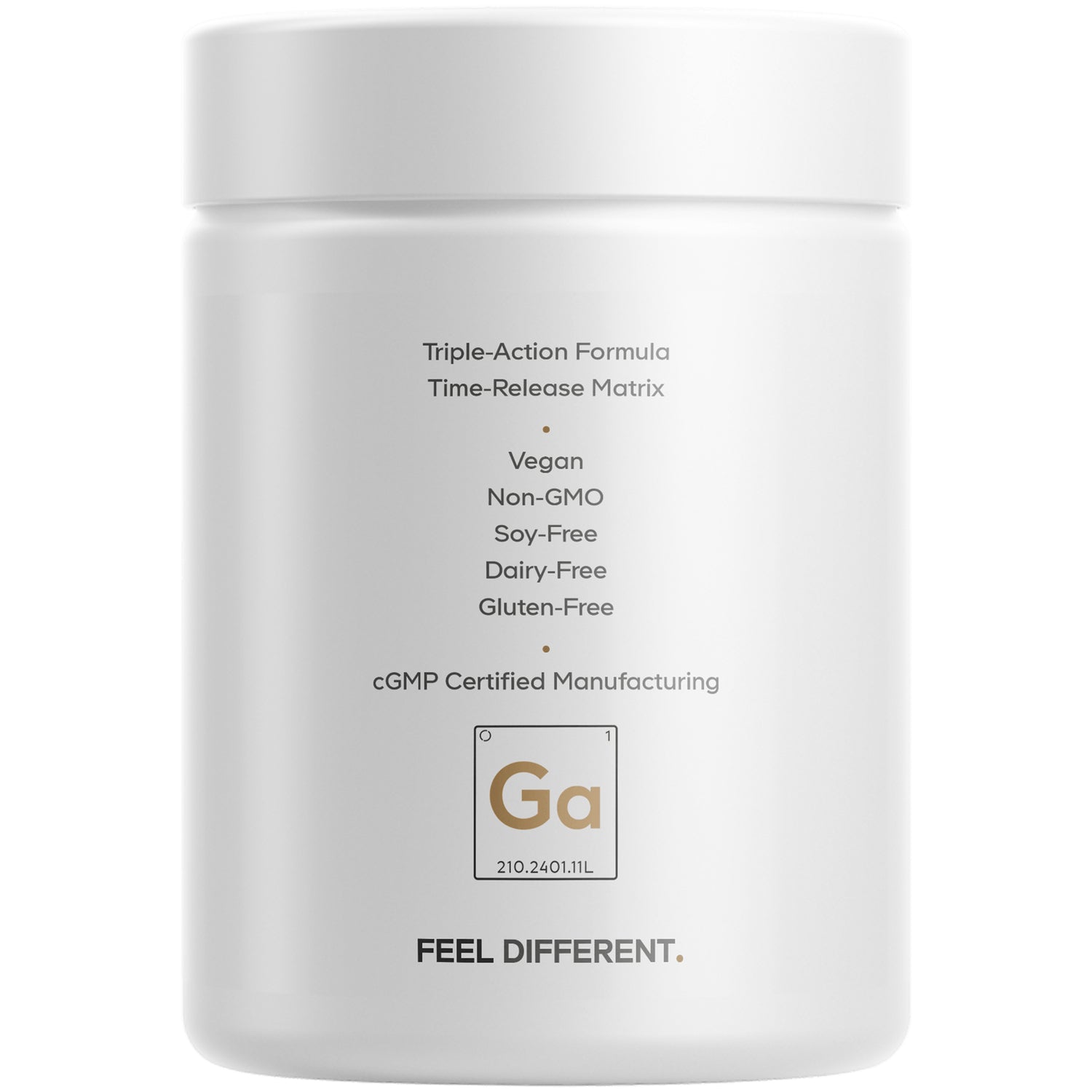 CDG002 | back of white supplement bottle showing Supplement Facts panel and QR code