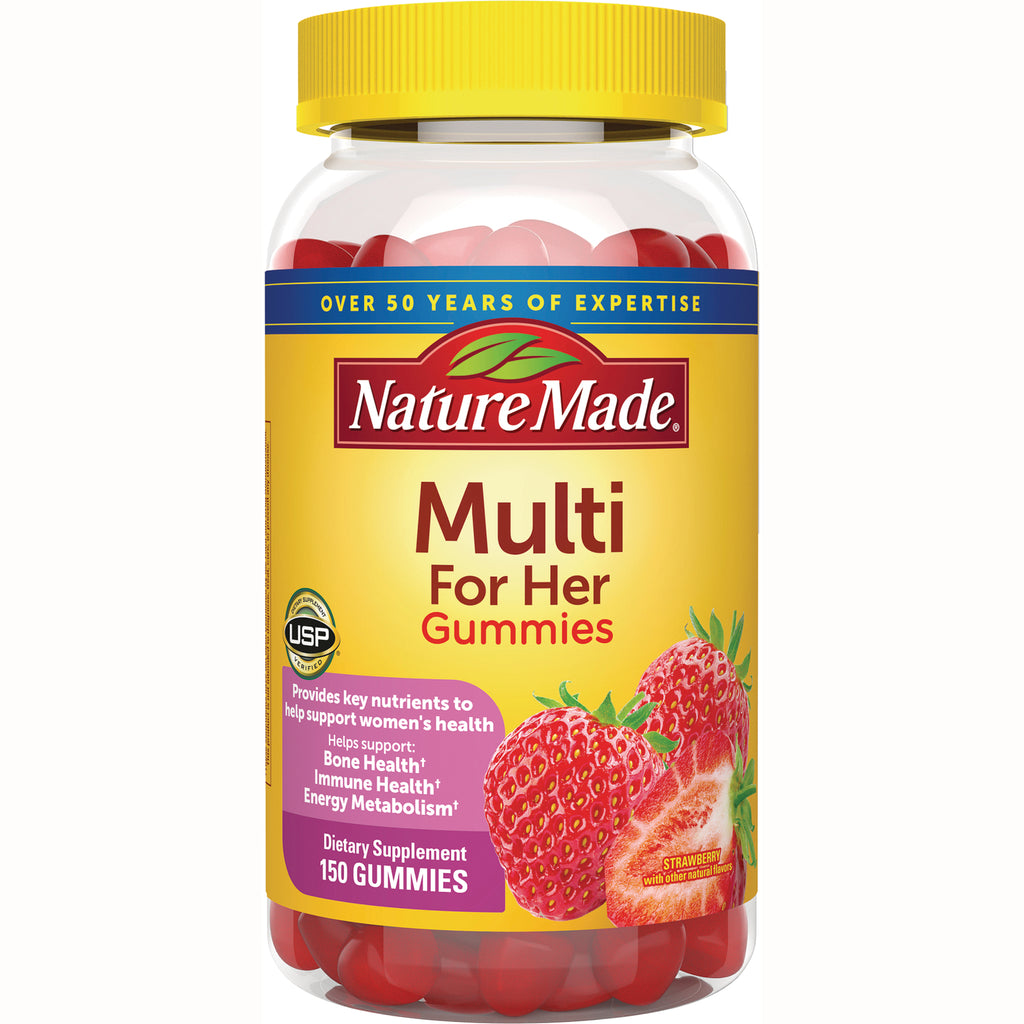 NTM168 | Nature Made Multi For Her gummy vitamins bottle, strawberry flavor, 150 gummies - Thumbnail