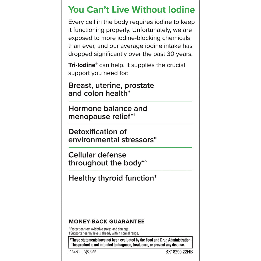 EUR007 | infographic listing iodine benefits including breast, uterine, prostate and colon health; hormone balance; detoxification; thyroid support - Thumbnail