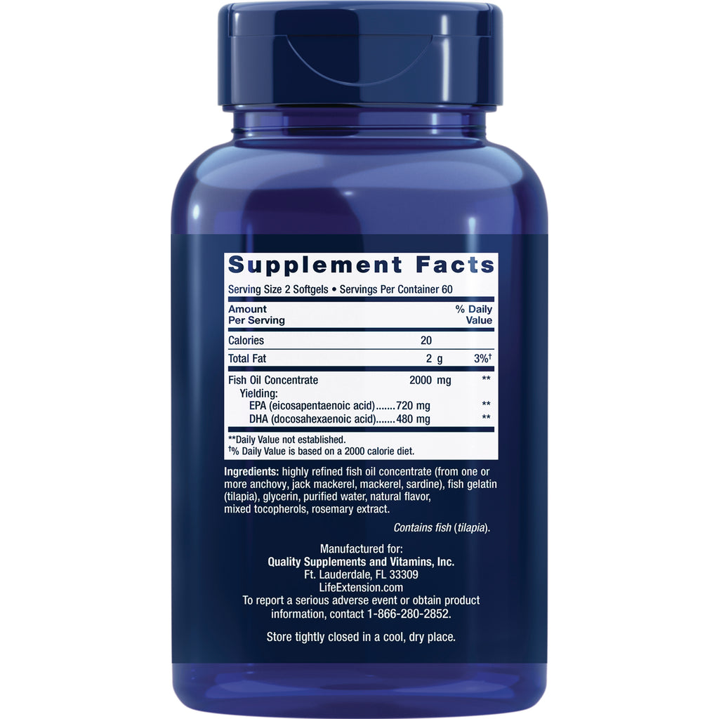 LE388 | back label showing Supplement Facts panel and ingredients for fish oil softgels - Thumbnail