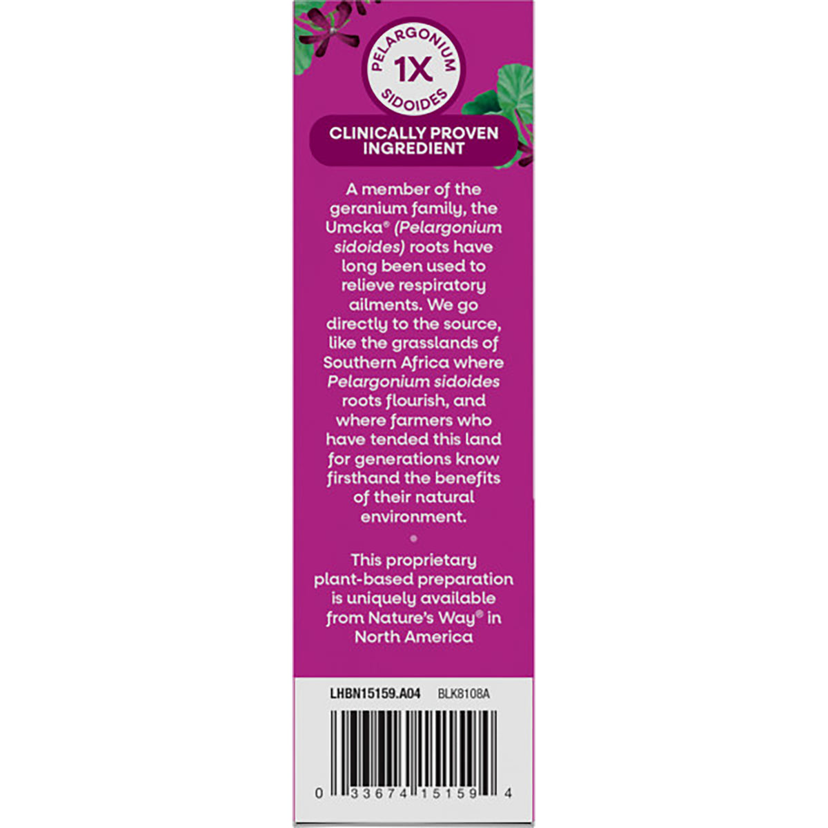NW647 | vertical product panel listing Multi-Symptom Cold & Flu relief claims, ingredients, tamper evident notice and barcode