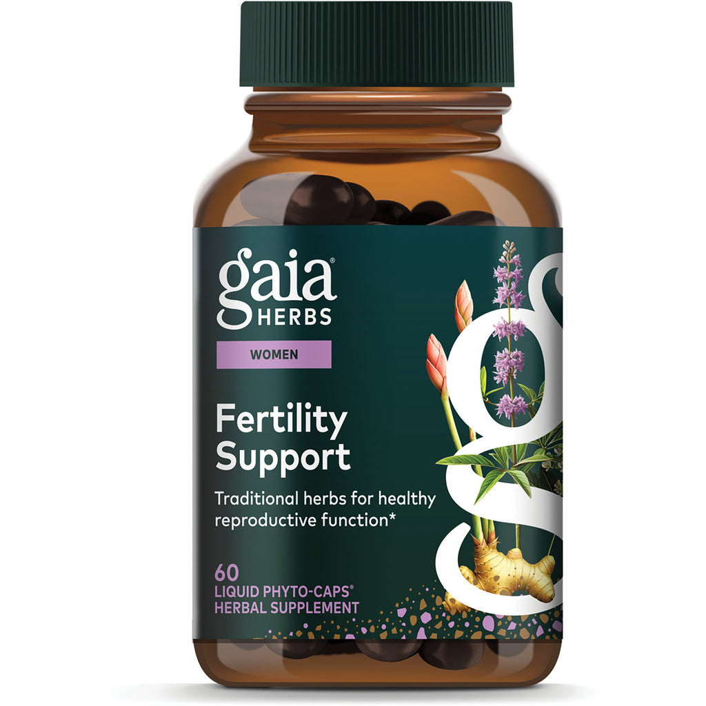 GH132 | Gaia Herbs Fertility Support women supplement bottle showing label, 60 vegan liquid phyto-caps - Thumbnail