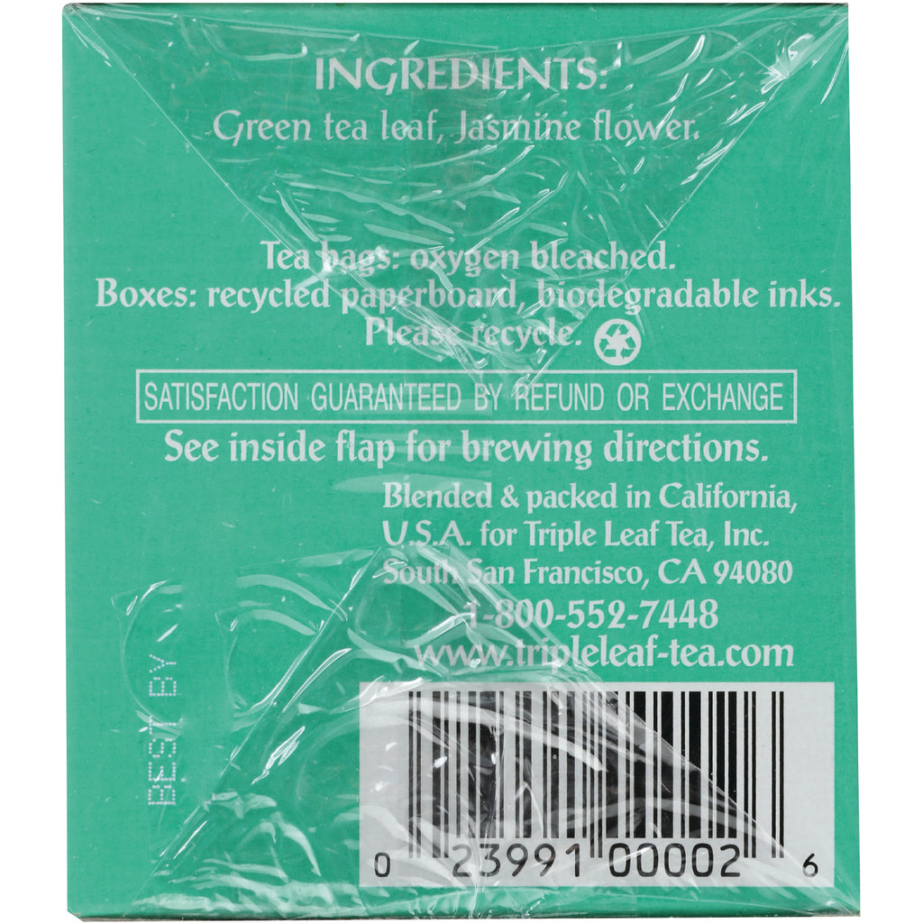 TLT005 | Back panel with ingredients Green tea leaf, Jasmine flower, recycle icon, satisfaction guarantee, barcode - Thumbnail