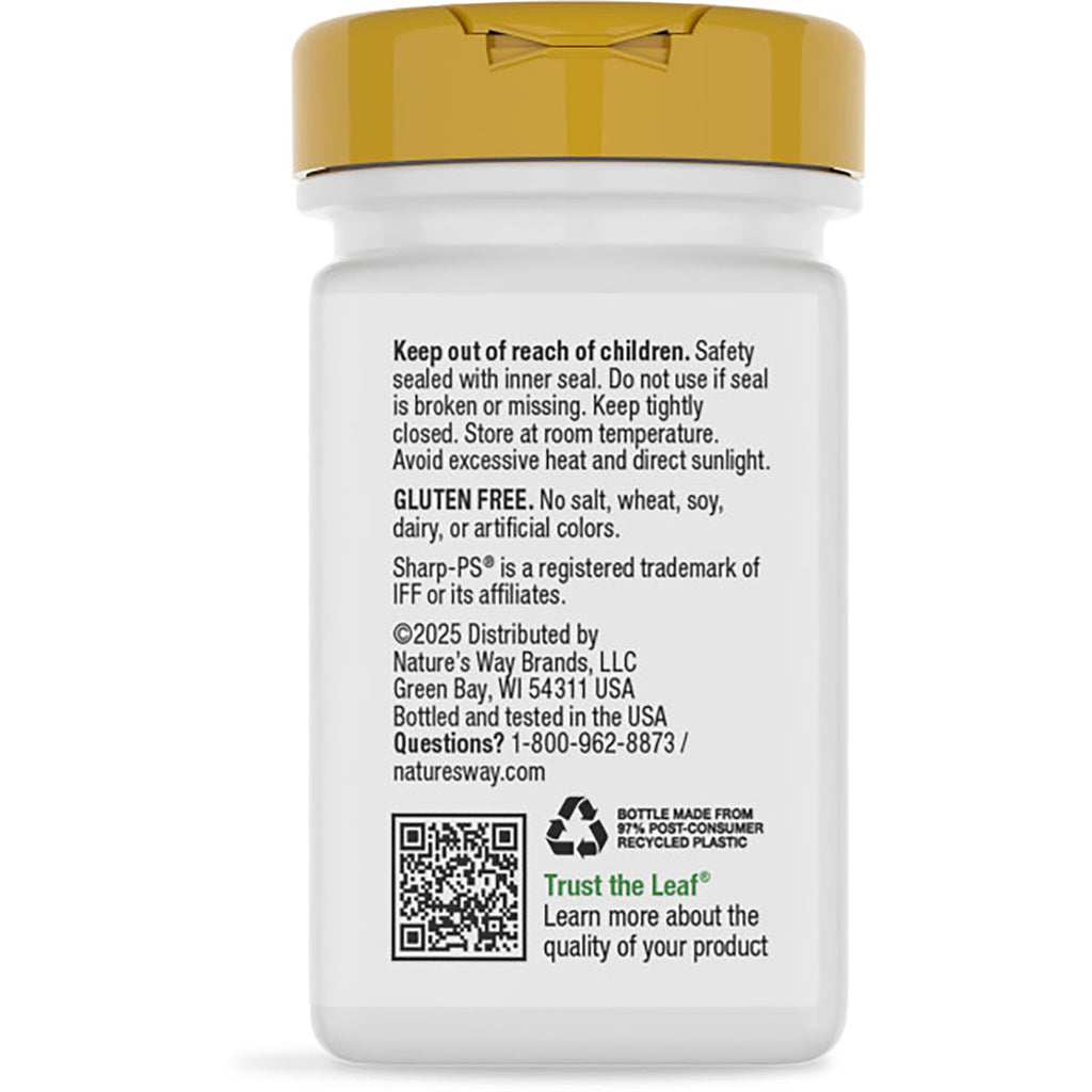 NW391 | back of brown supplement bottle with green label reading Supports Brain Function and visible barcode - Thumbnail