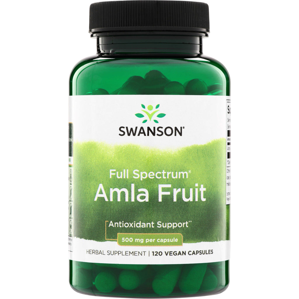 SW1091 | Swanson Full Spectrum Amla Fruit Herbal Supplement, Antioxidant Support, 500 mg per capsule, 120 vegan capsules - Thumbnail