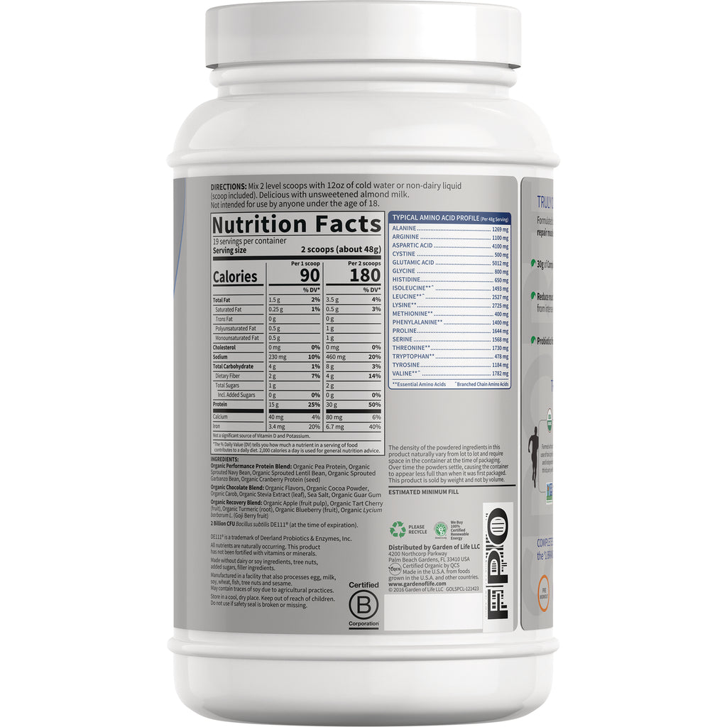 GLF240 | Nutrition Facts panel and ingredient list on back of white supplement tub - Thumbnail