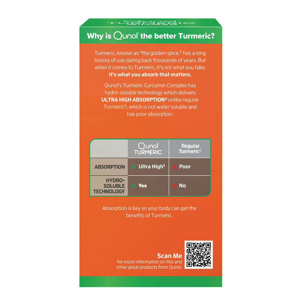 QNL018 | Qunol turmeric infographic comparing ultra high absorption and hydro-soluble technology to regular turmeric - Thumbnail