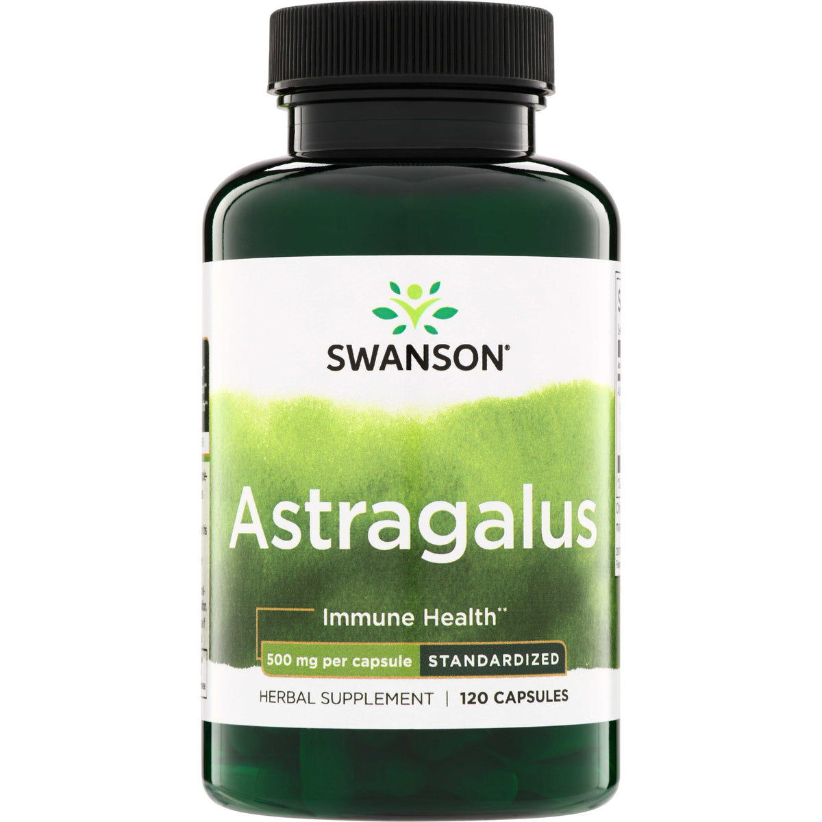 SWH005 | Swanson Astragalus supplement bottle front, 500 mg per capsule, standardized, 120 capsules