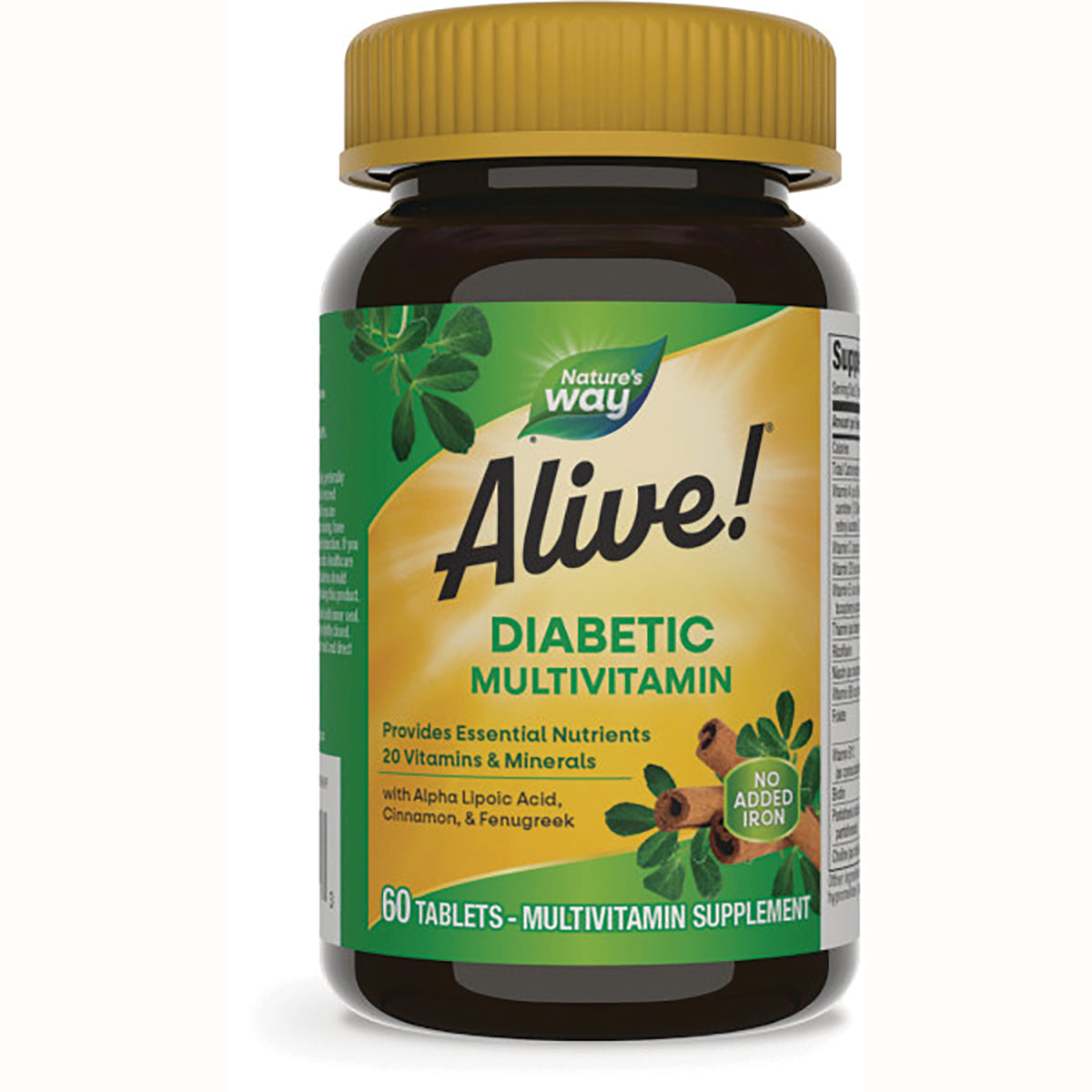 NW1044 | Alive! Diabetic Multivitamin 60 tablets bottle with Nature's Way label, front view