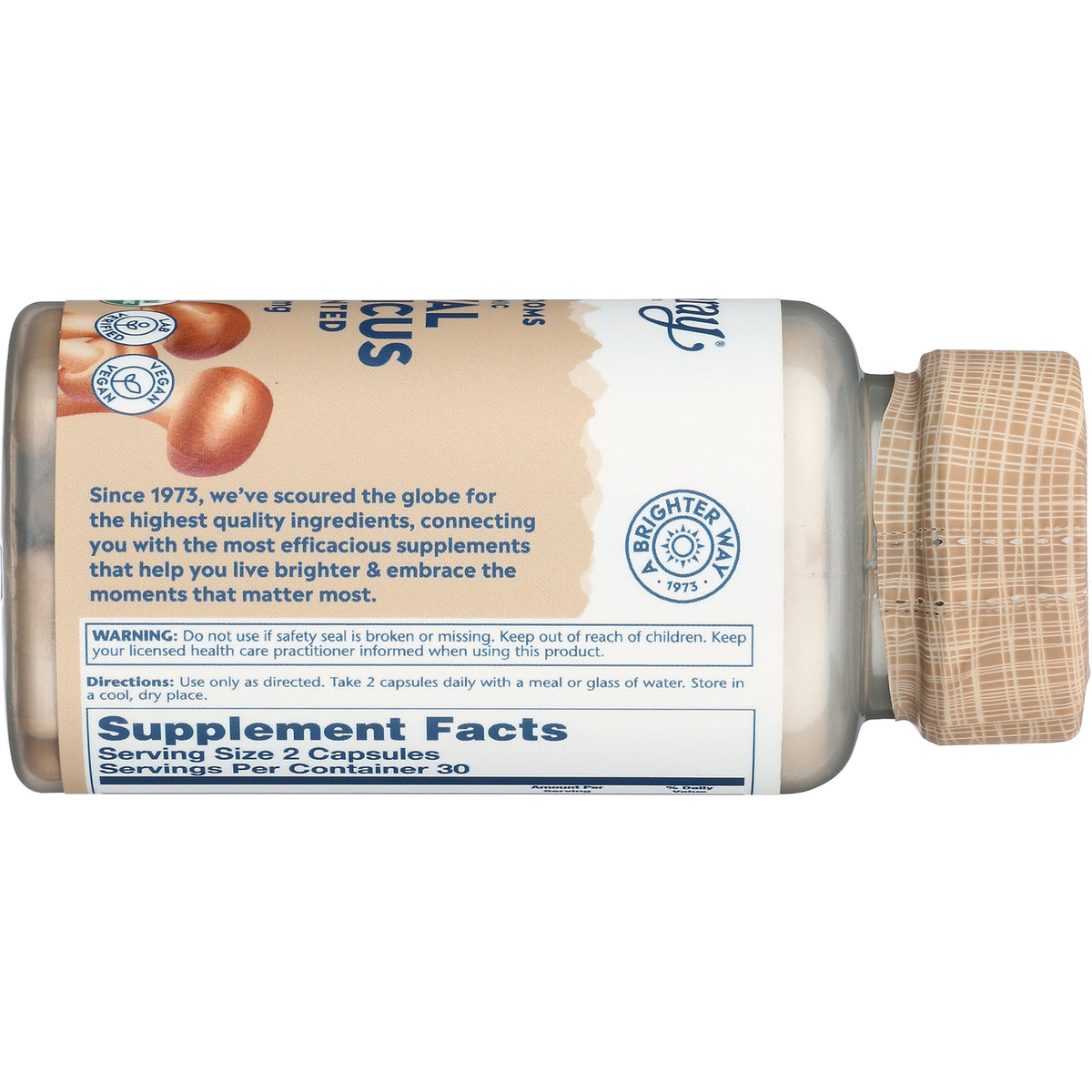 SLR465 | Back label with Supplement Facts, directions, warning, and A Brighter Way seal