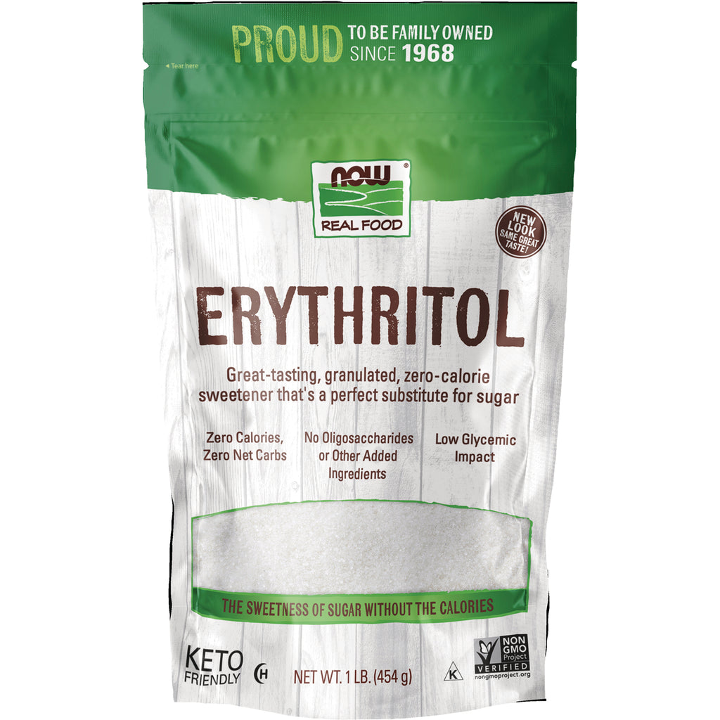 NWF207 | NOW Real Food ERYTHRITOL granulated zero-calorie sweetener front pouch - Thumbnail